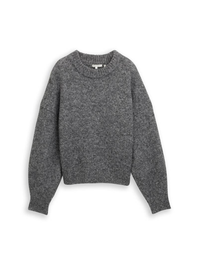 Denim Tom Tailor - Oversize Strickpullover stormy gray melange - Gr. - S von Denim Tom Tailor