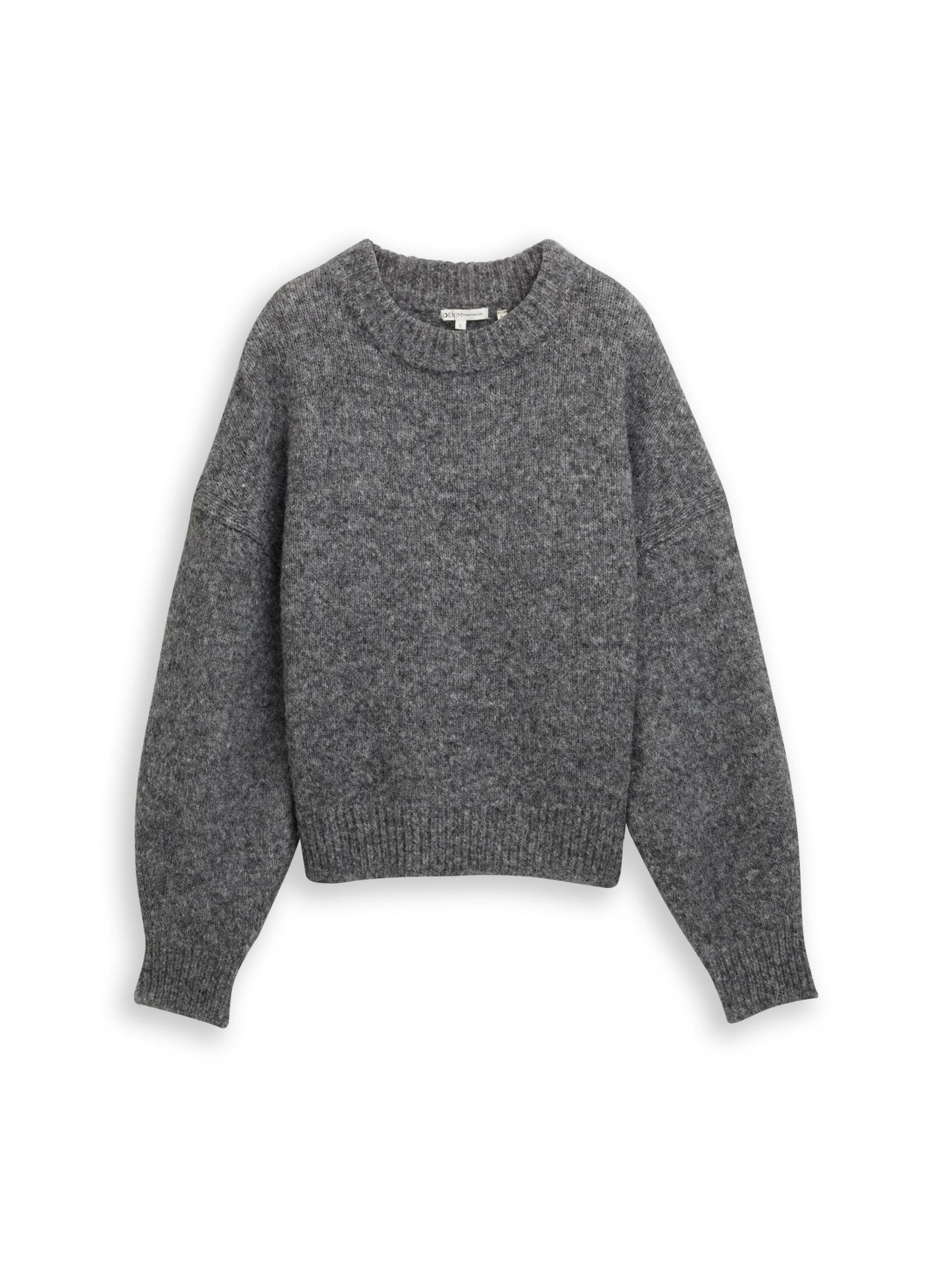 Denim Tom Tailor - Oversize Strickpullover stormy gray melange - Gr. - XS von Denim Tom Tailor