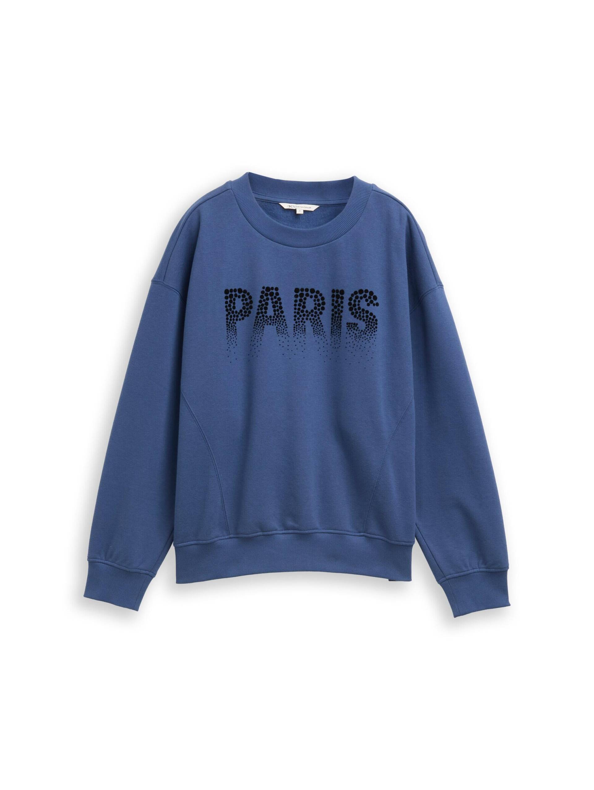 Denim Tom Tailor - Oversize Sweatshirt mit Print dark duck blue - Gr. - M von Denim Tom Tailor