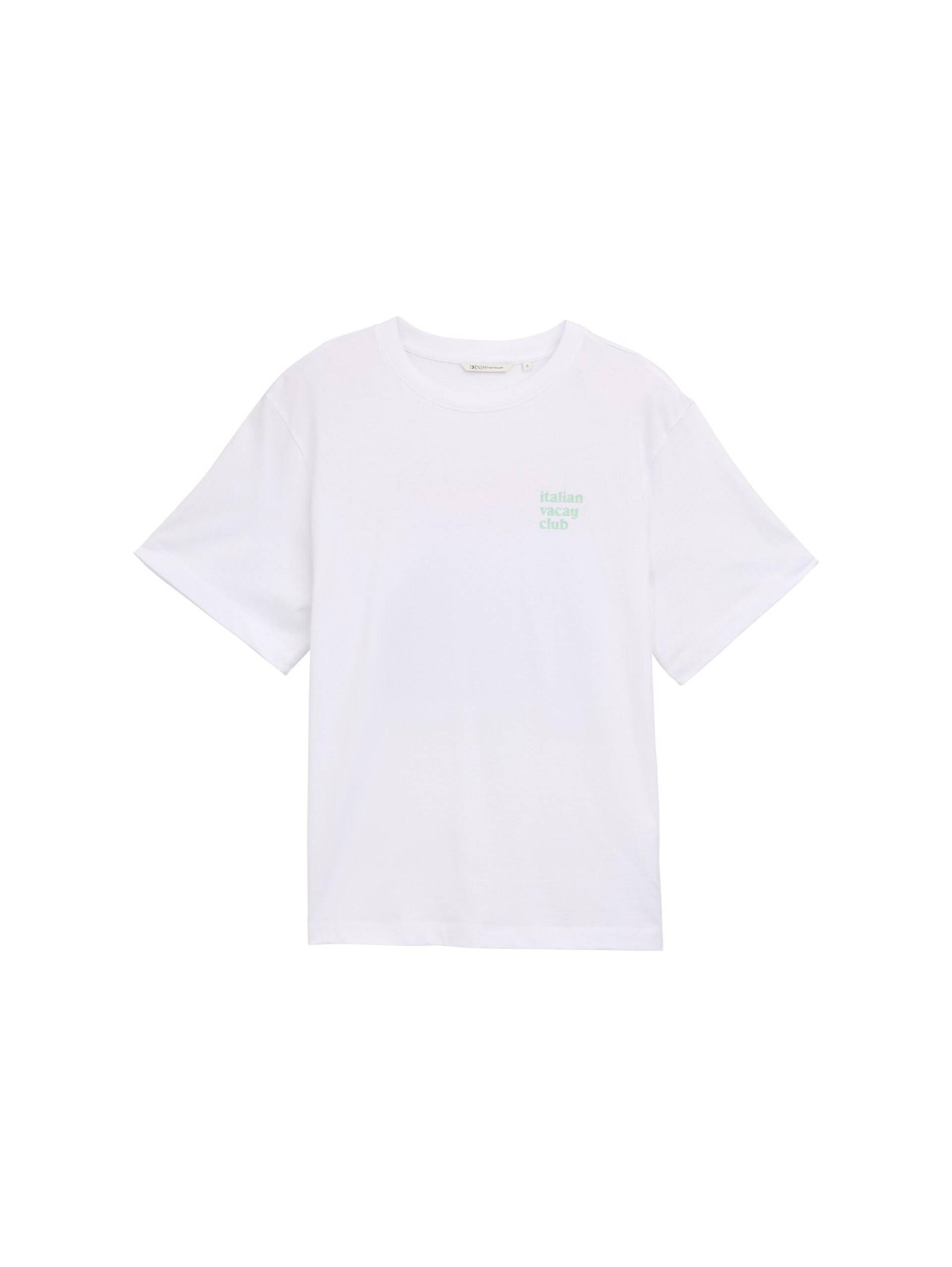 Denim Tom Tailor - Oversize T-Shirt mit Print white - Gr. - M von Denim Tom Tailor