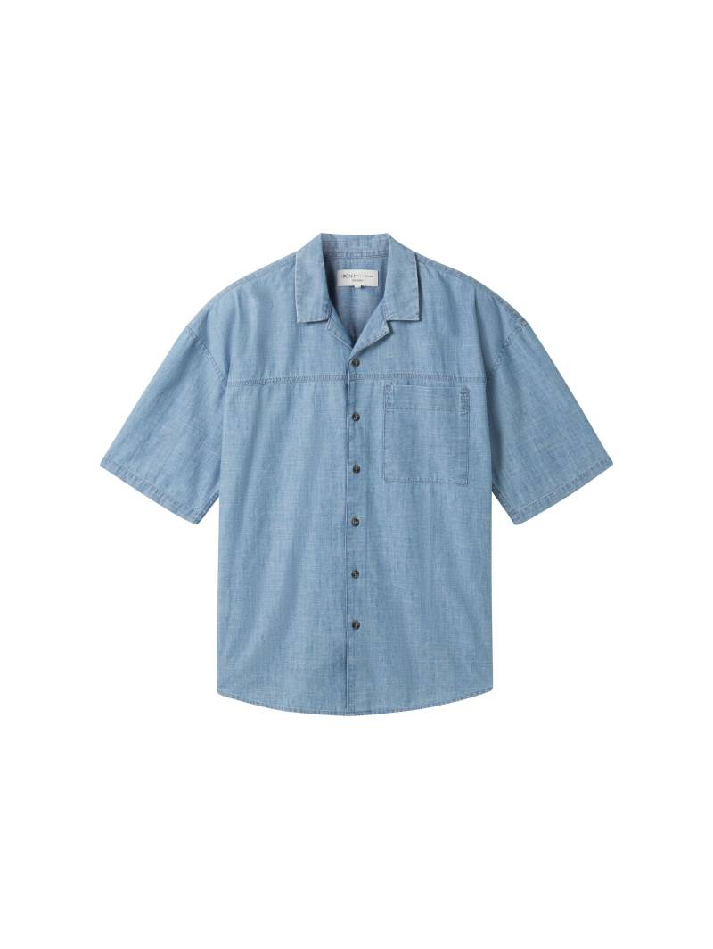 Denim Tom Tailor - Oversized Chambray Kurzarmhemd light blue chambray - Gr. - S von Denim Tom Tailor