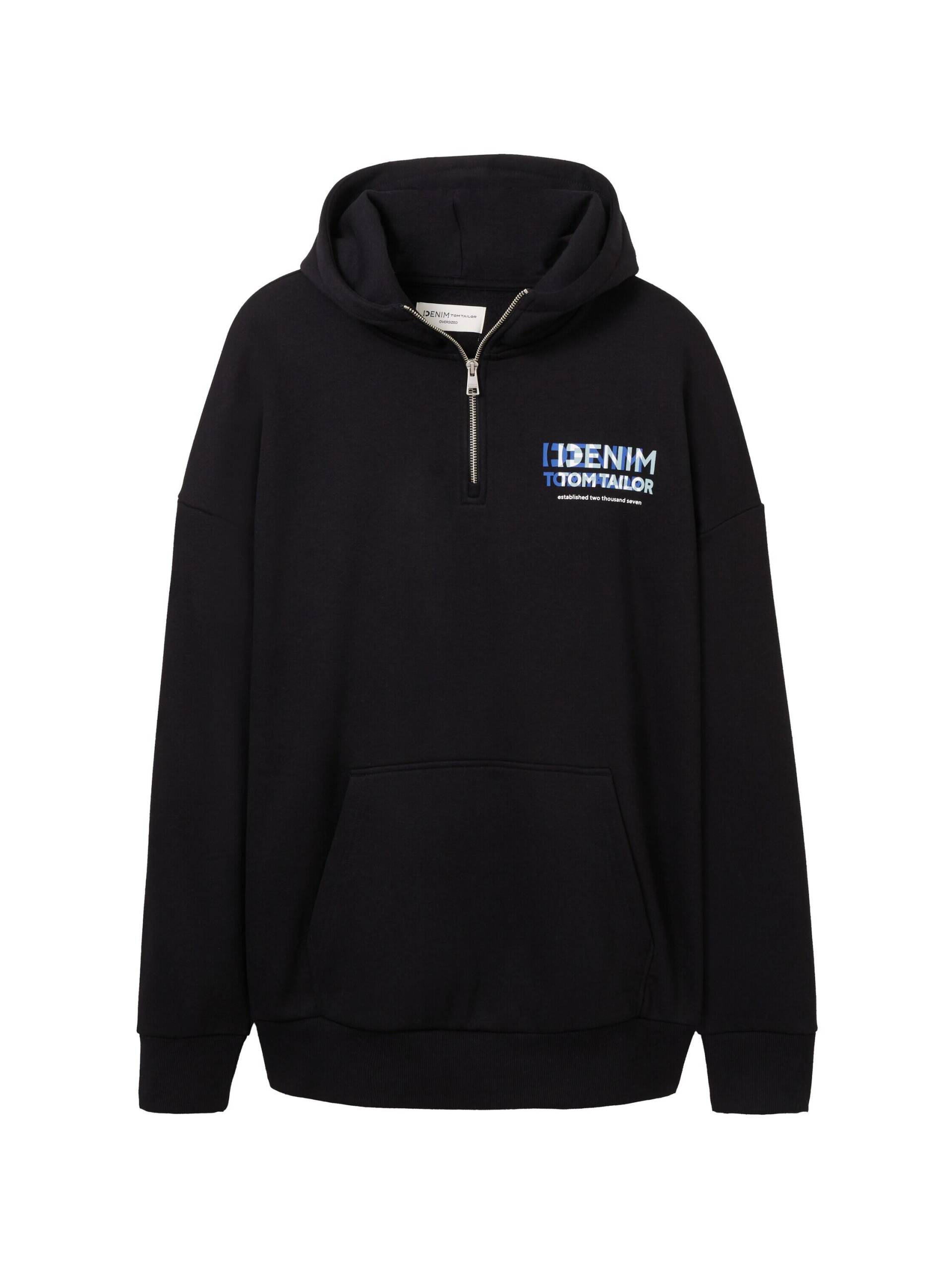 Denim Tom Tailor - Oversized Sweatshirt mit recyceltem Polyester black - Gr. - L von Denim Tom Tailor