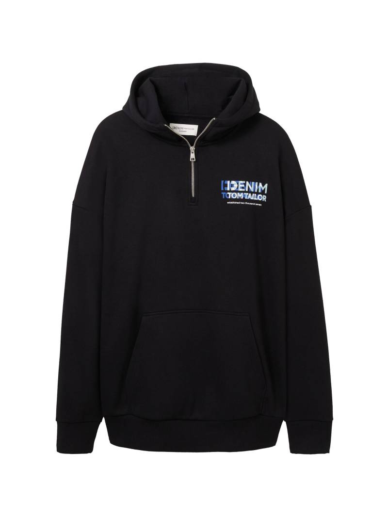 Denim Tom Tailor - Oversized Sweatshirt mit recyceltem Polyester black - Gr. - L von Denim Tom Tailor