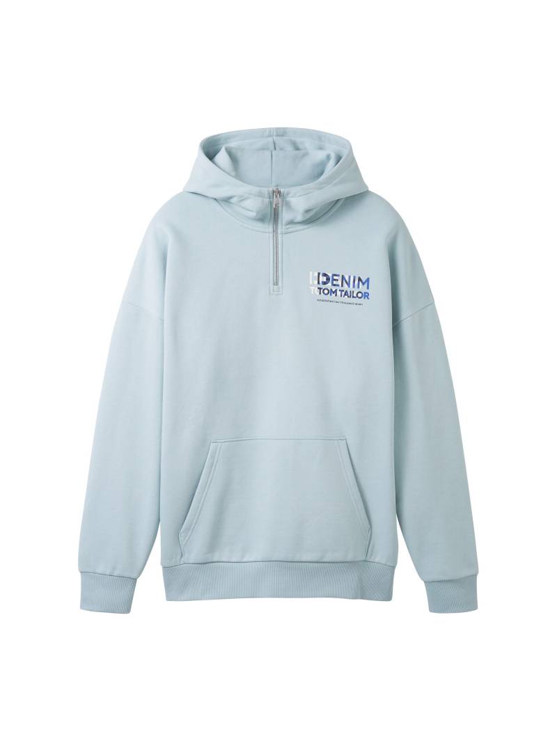 Denim Tom Tailor - Oversized Sweatshirt mit recyceltem Polyester dusty mint blue - Gr. - M von Denim Tom Tailor