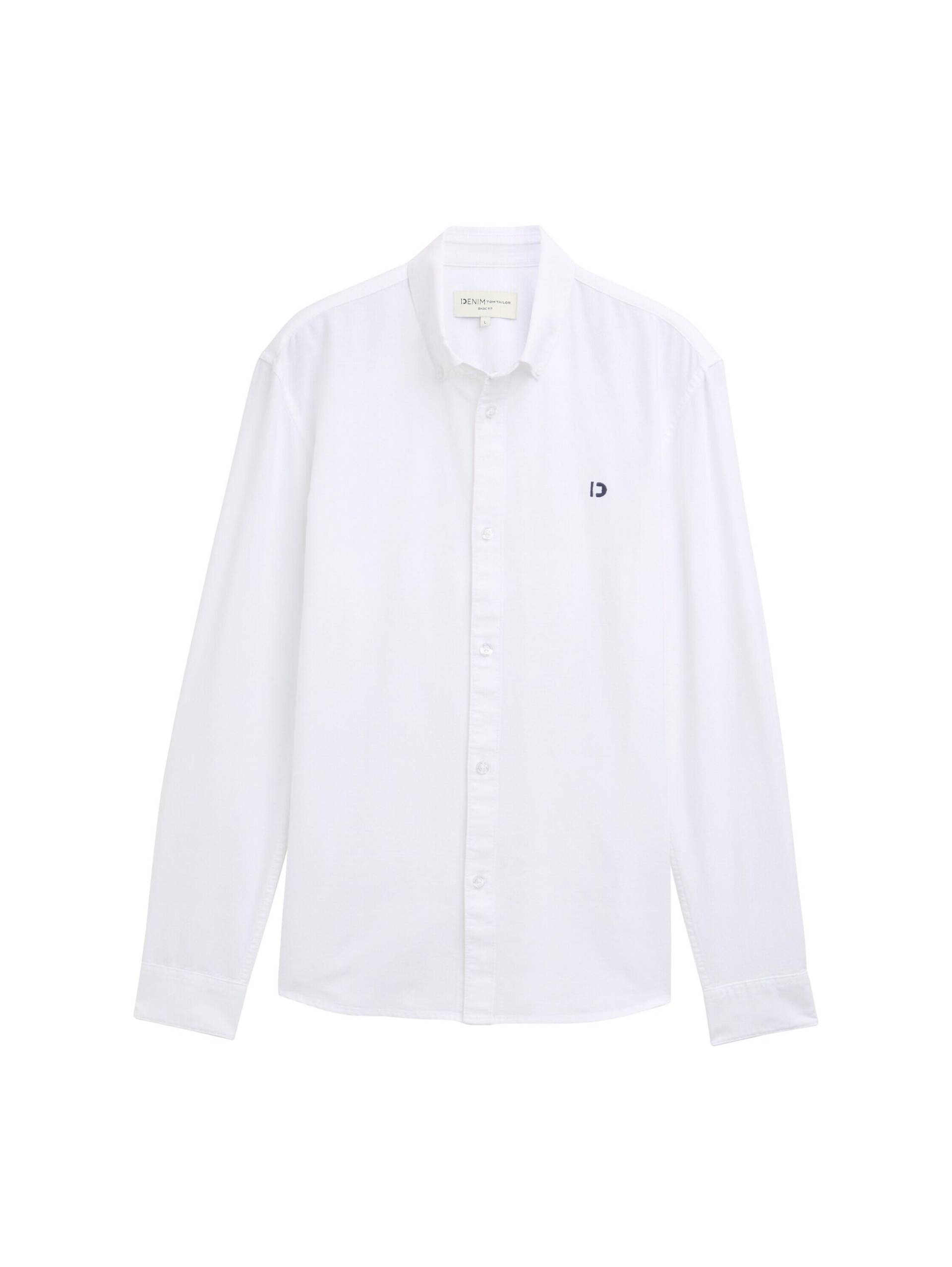 Denim Tom Tailor - Oxford Hemd mit Logo-Stickerei white - Gr. - XL von Denim Tom Tailor