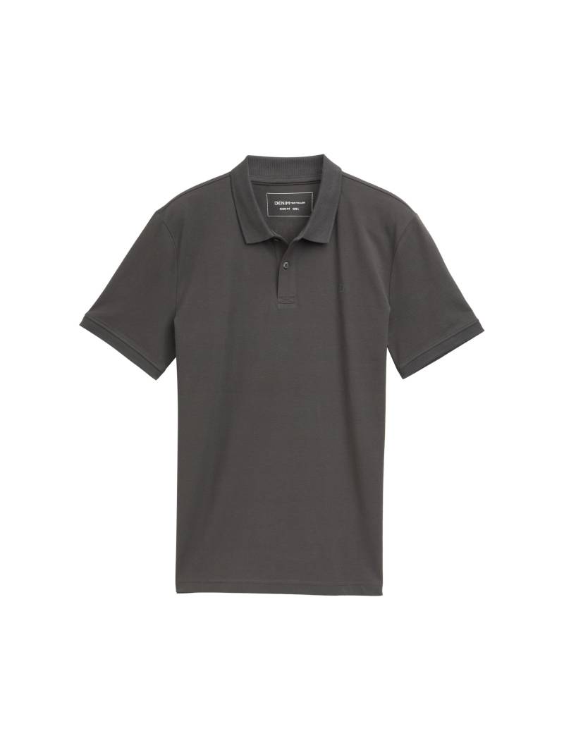 Denim Tom Tailor - Piqué Poloshirt aus Baumwolle ash grey - Gr. - L von Denim Tom Tailor