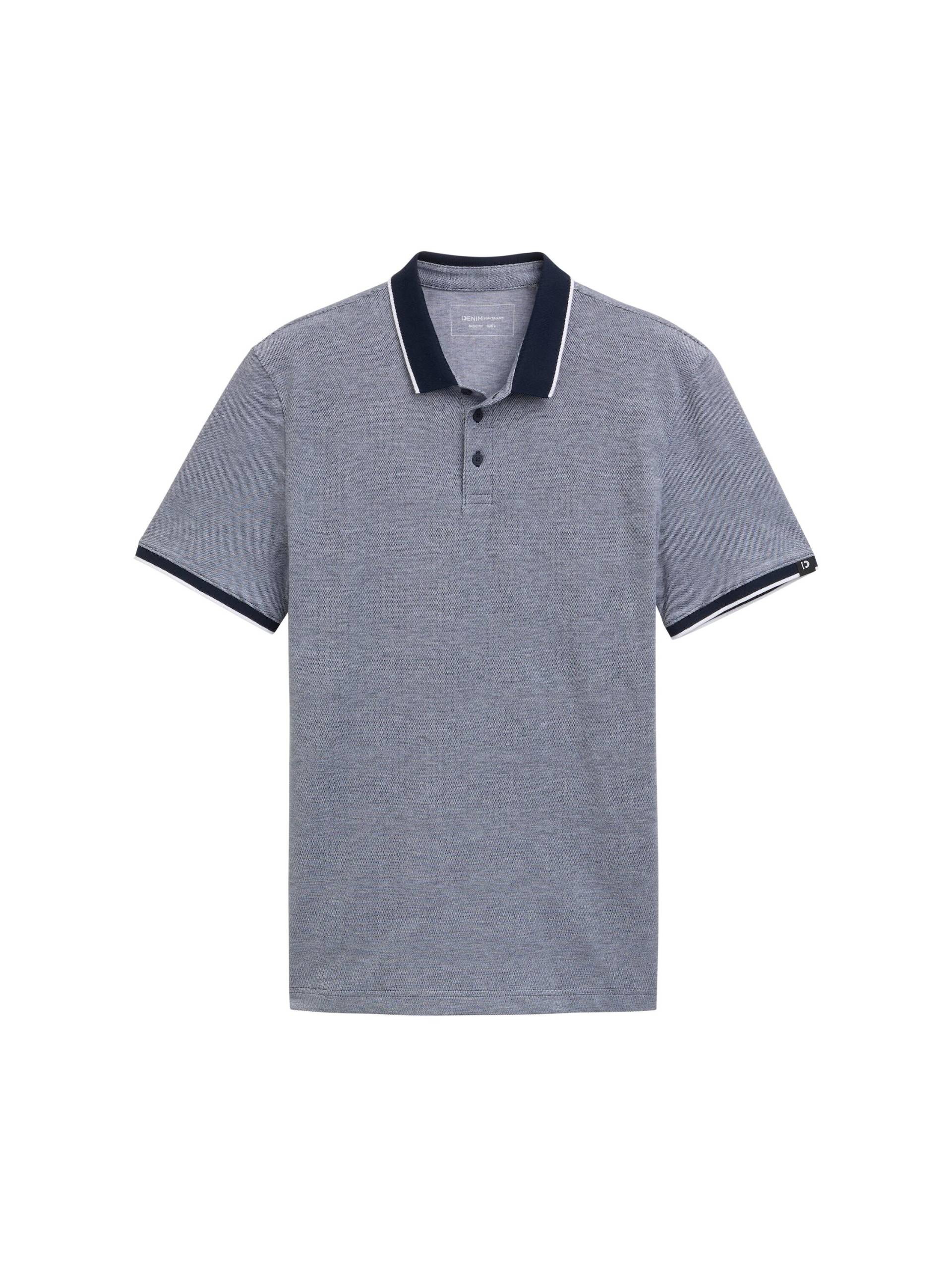 Denim Tom Tailor - Piqué Poloshirt aus Baumwolle dark blue two tone - Gr. - XL von Denim Tom Tailor