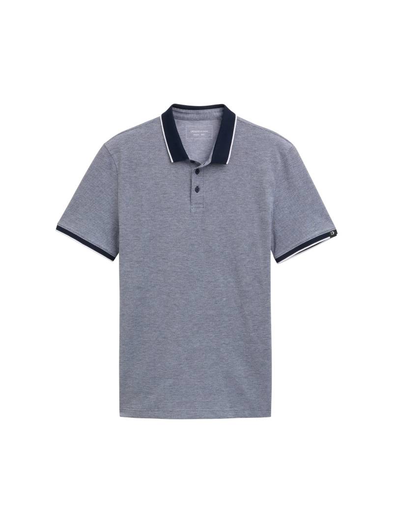 Denim Tom Tailor - Piqué Poloshirt aus Baumwolle dark blue two tone - Gr. - XL von Denim Tom Tailor