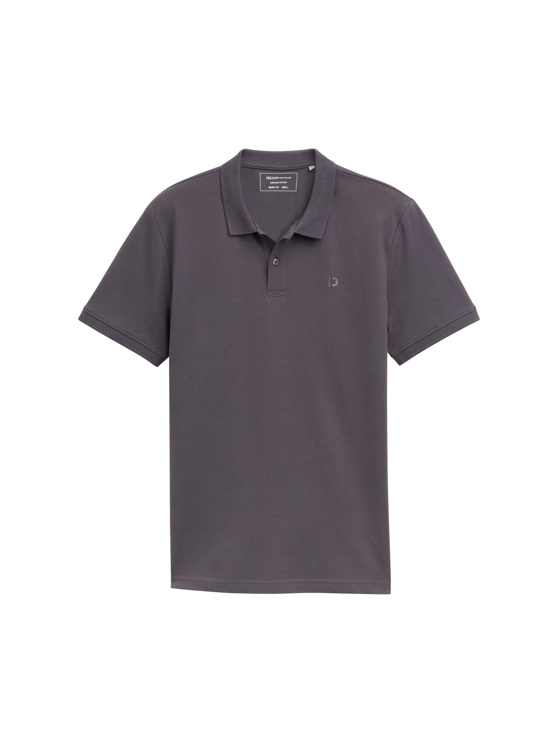 Denim Tom Tailor - Piqué Poloshirt aus Baumwolle pavement grey - Gr. - S von Denim Tom Tailor