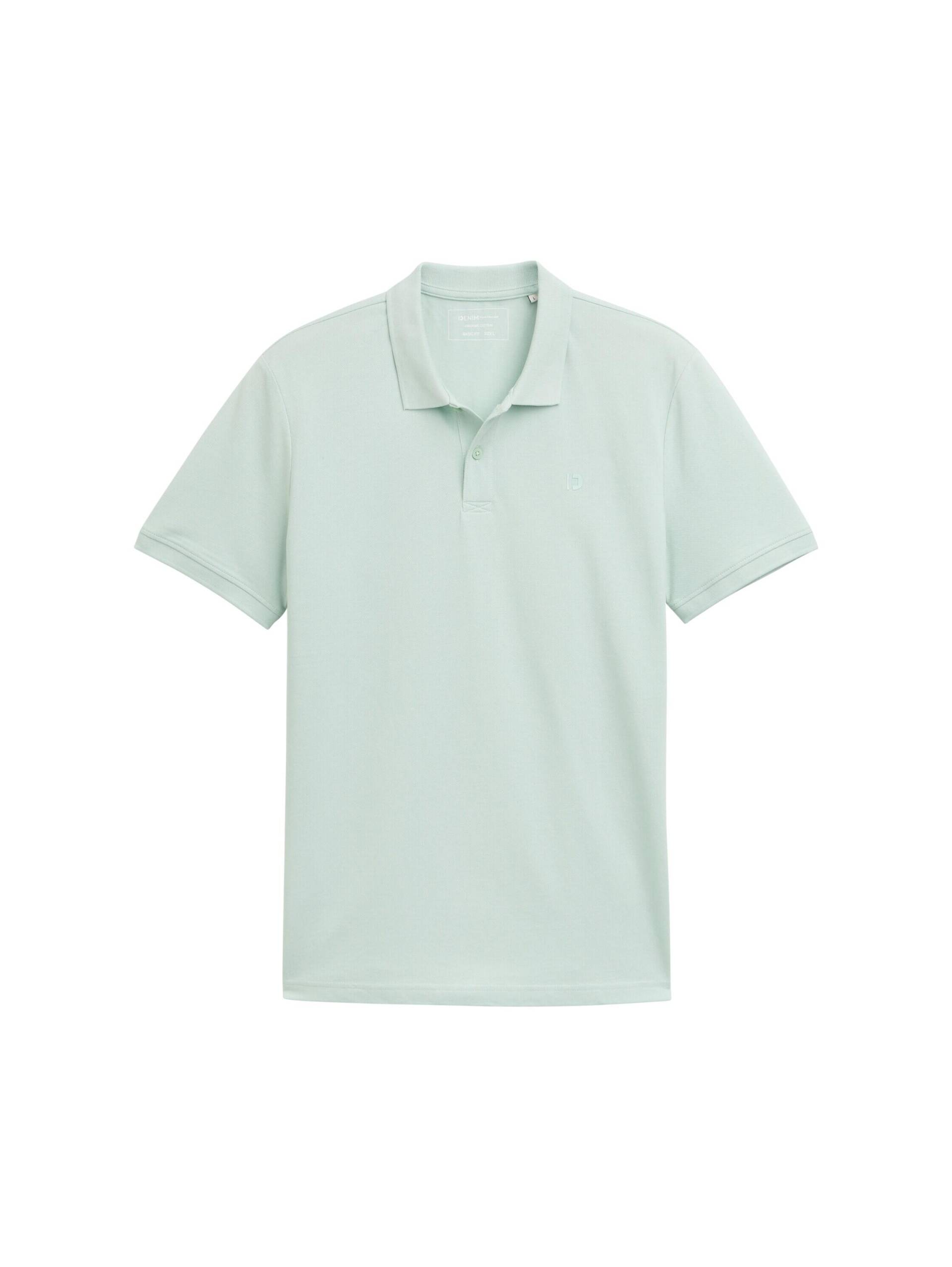 Denim Tom Tailor - Piqué Poloshirt aus Baumwolle sea foam - Gr. - S von Denim Tom Tailor