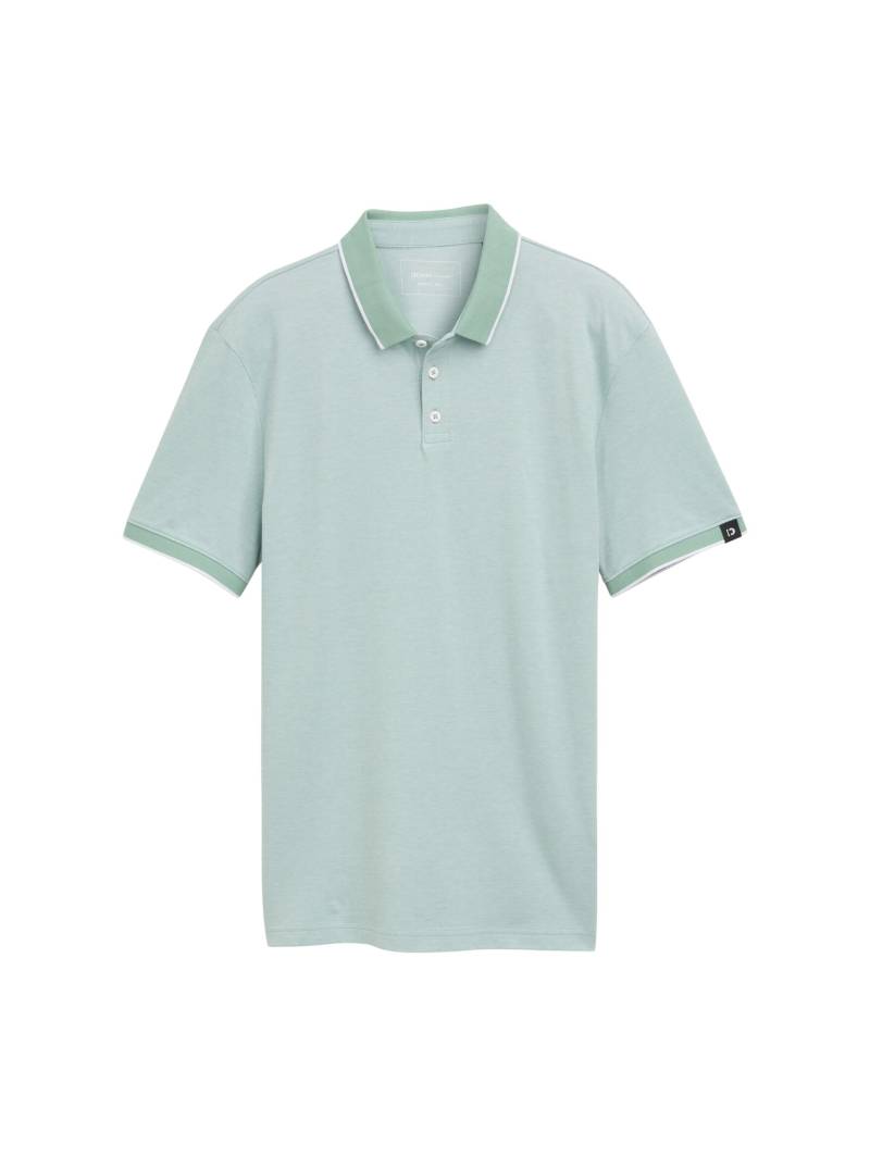 Denim Tom Tailor - Piqué Poloshirt aus Baumwolle sea foam two tone - Gr. - M von Denim Tom Tailor