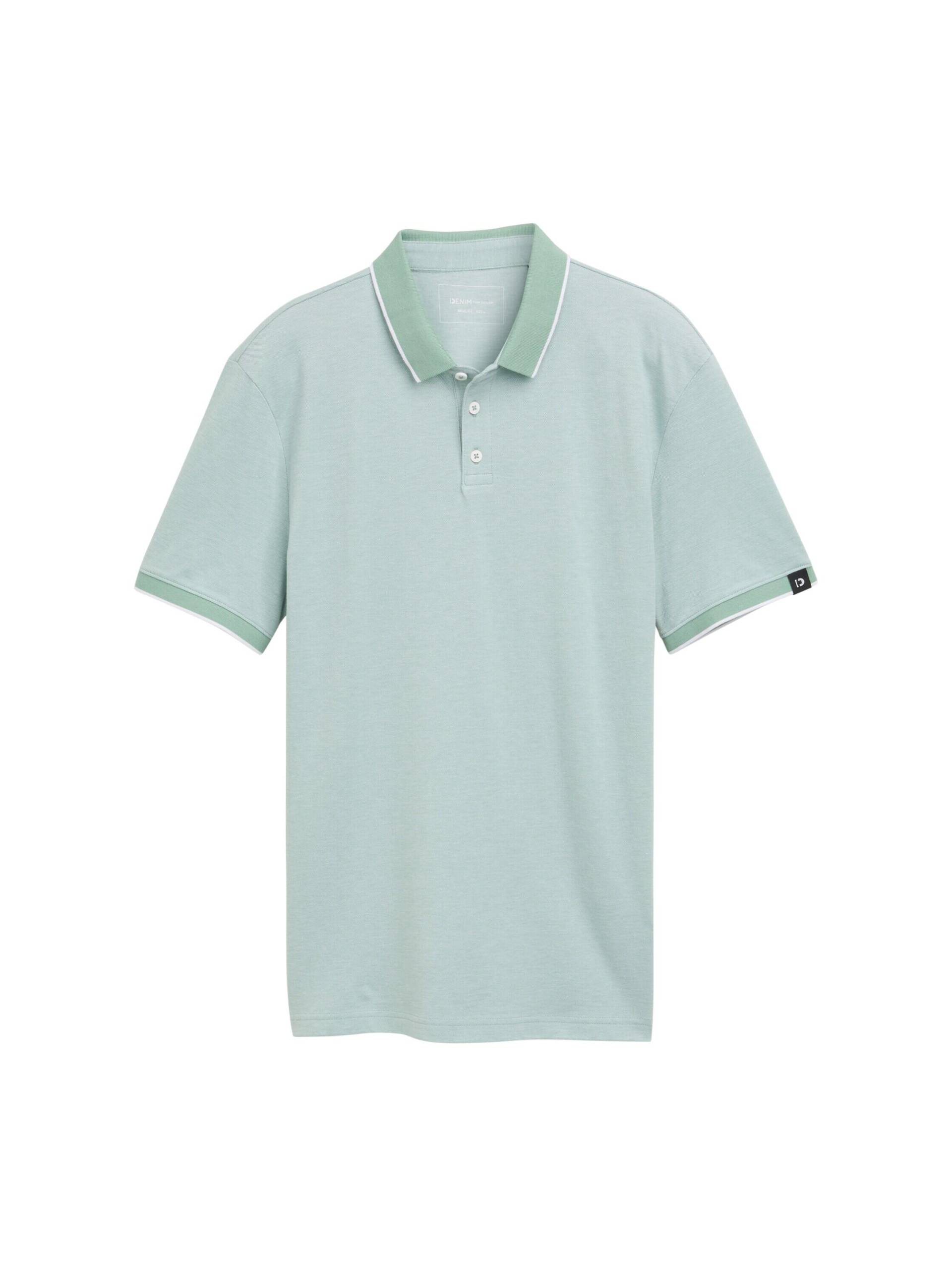Denim Tom Tailor - Piqué Poloshirt aus Baumwolle sea foam two tone - Gr. - XXL von Denim Tom Tailor