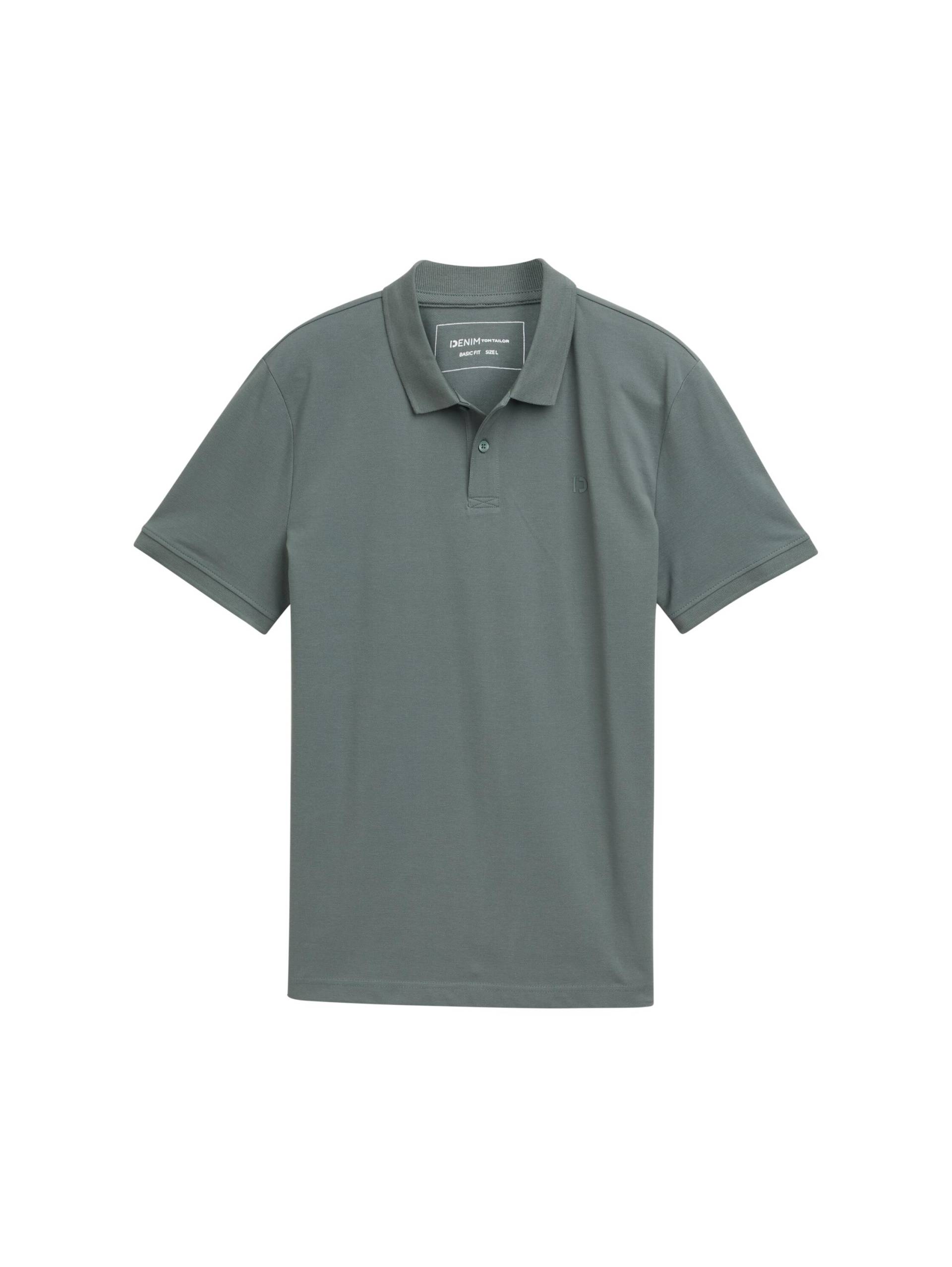 Denim Tom Tailor - Piqué Poloshirt aus Baumwolle washed jasper green - Gr. - M von Denim Tom Tailor