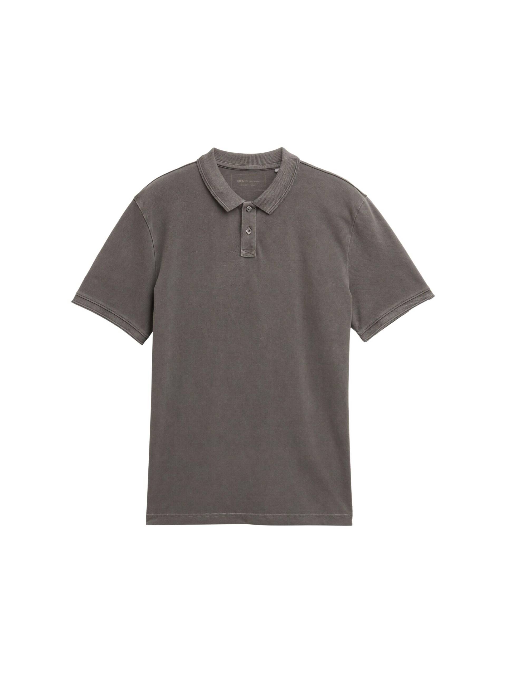Denim Tom Tailor - Piqué Poloshirt im Washed Look pavement grey - Gr. - S von Denim Tom Tailor