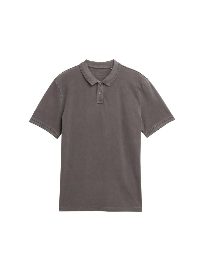 Denim Tom Tailor - Piqué Poloshirt im Washed Look pavement grey - Gr. - S von Denim Tom Tailor