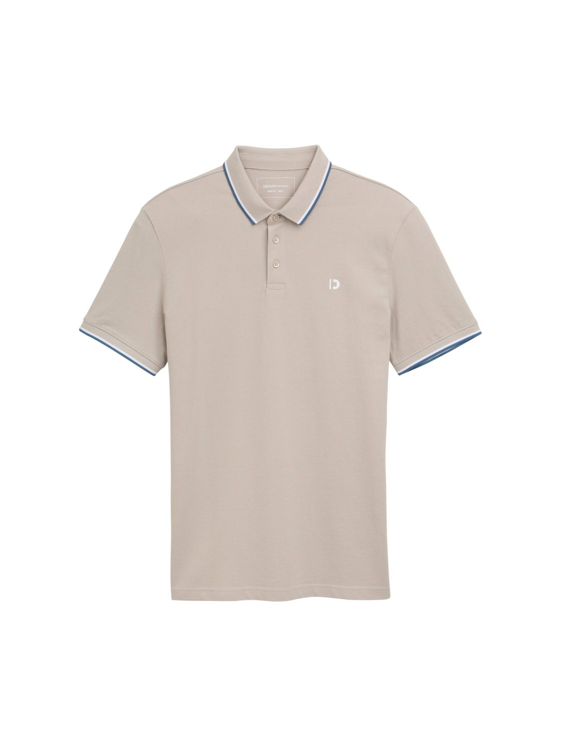 Denim Tom Tailor - Piqué Poloshirt mit Logo-Print light dove grey - Gr. - XXL von Denim Tom Tailor