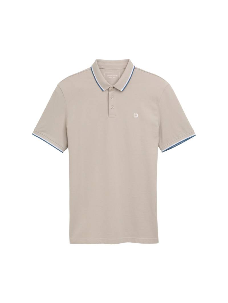 Denim Tom Tailor - Piqué Poloshirt mit Logo-Print light dove grey - Gr. - XXL von Denim Tom Tailor