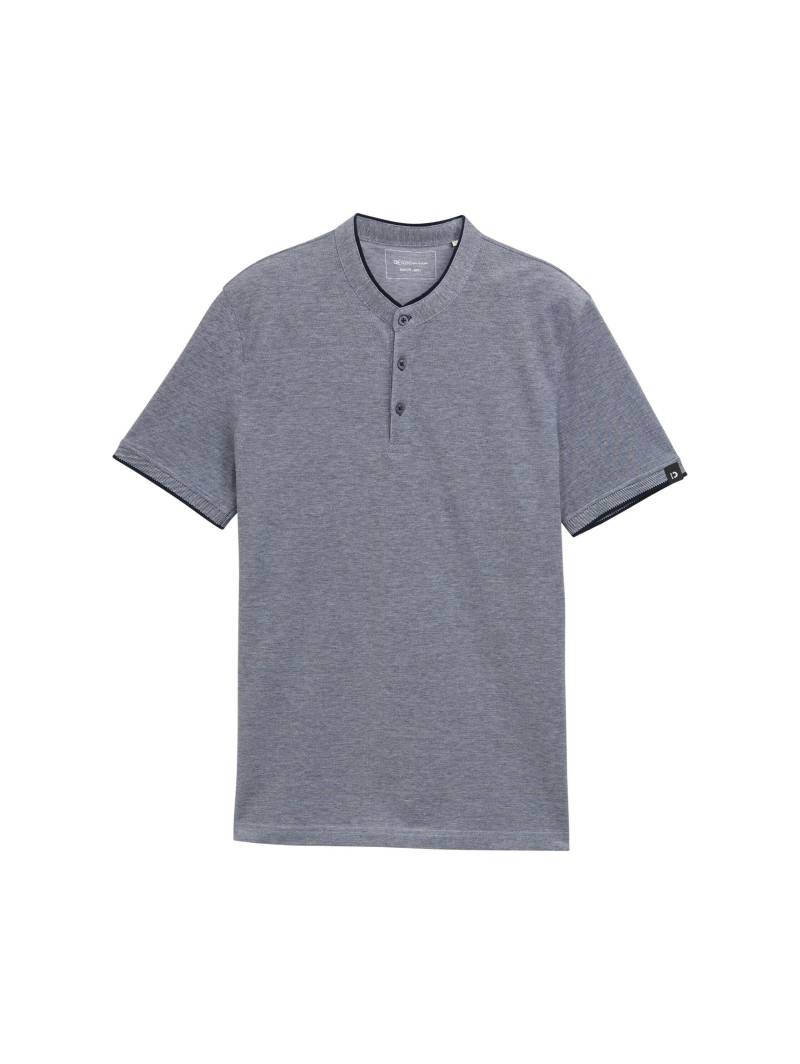 Denim Tom Tailor - Piqué Poloshirt mit Stehkragen dark blue two tone - Gr. - XXL von Denim Tom Tailor