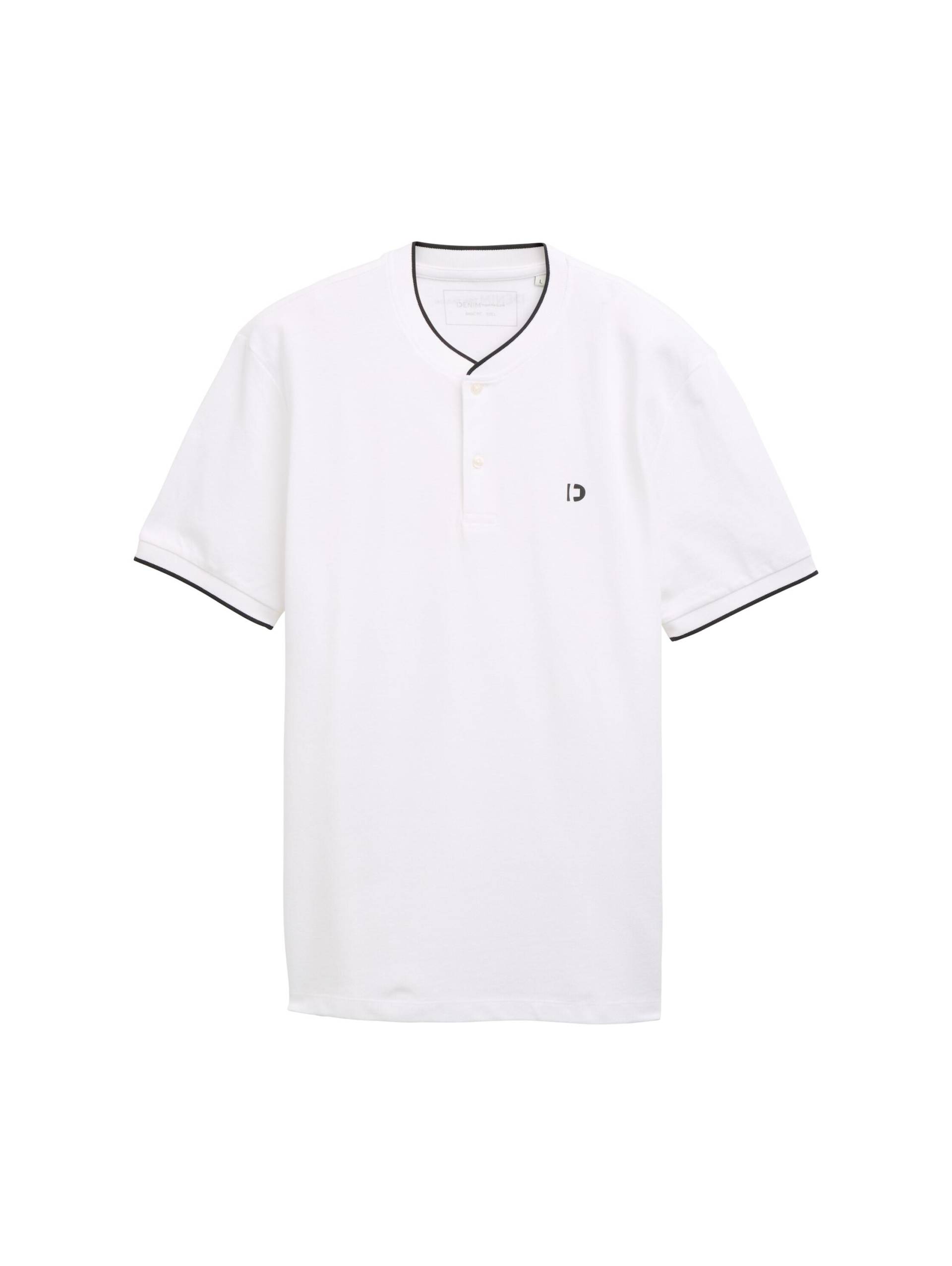 Denim Tom Tailor - Poloshirt mit Bomberkragen white - Gr. - M von Denim Tom Tailor