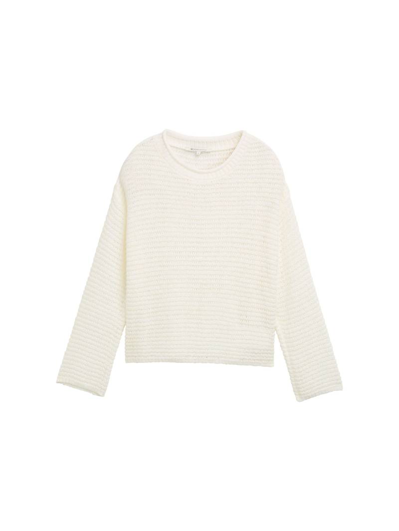 Denim Tom Tailor - Pullover mit Lochmuster off white - Gr. - M von Denim Tom Tailor