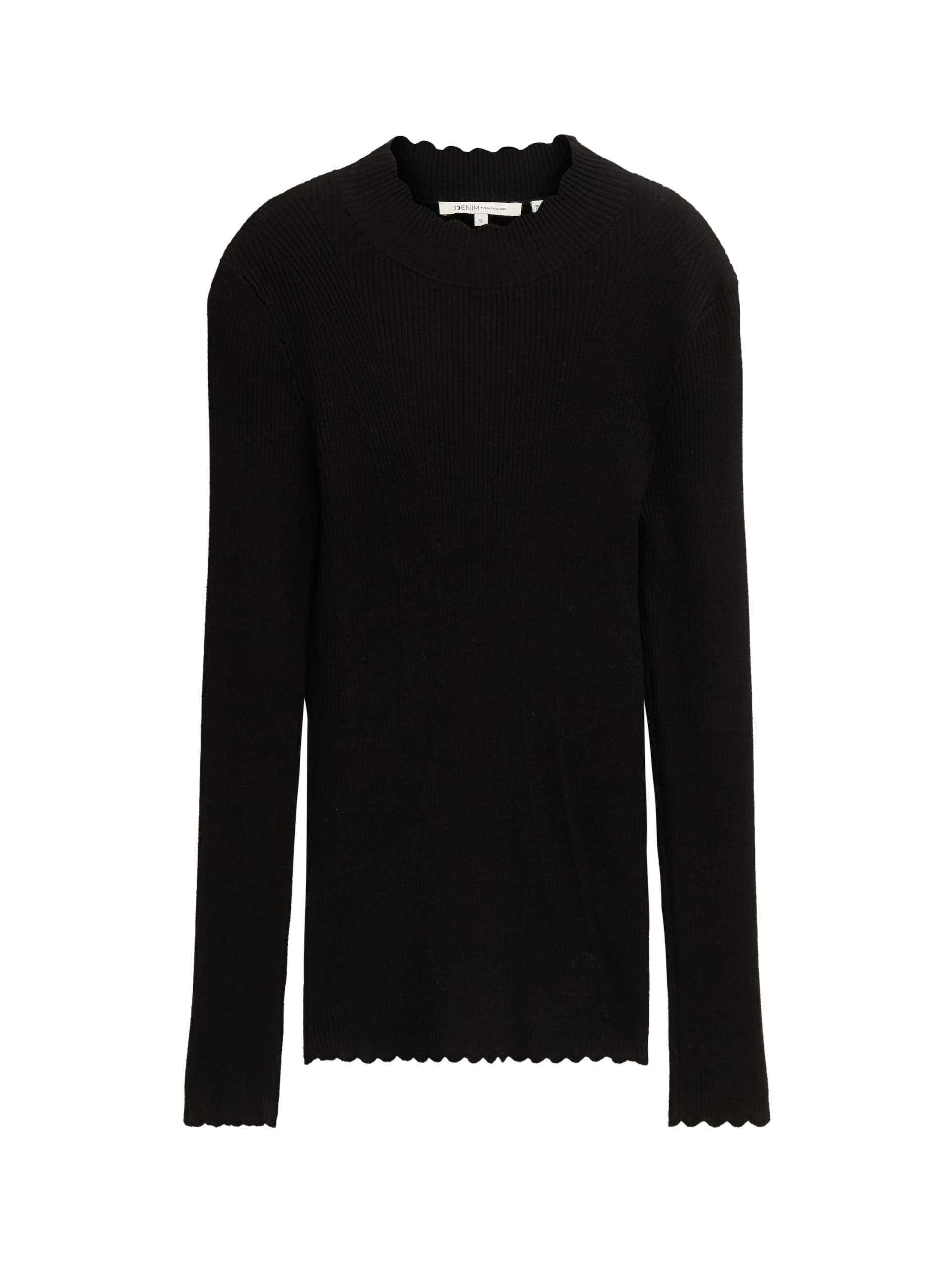 Denim Tom Tailor - Pullover mit Rippstruktur deep black - Gr. - S von Denim Tom Tailor