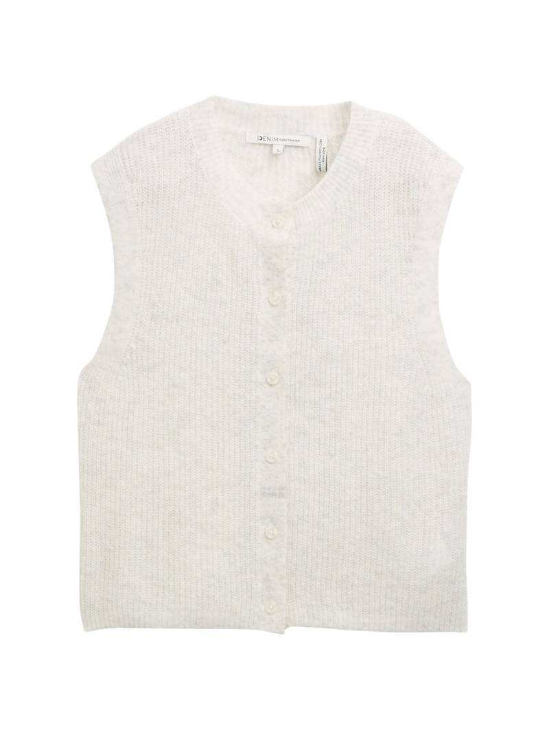 Denim Tom Tailor - Pullunder mit Knopfleiste marble beige melange - Gr. - M von Denim Tom Tailor