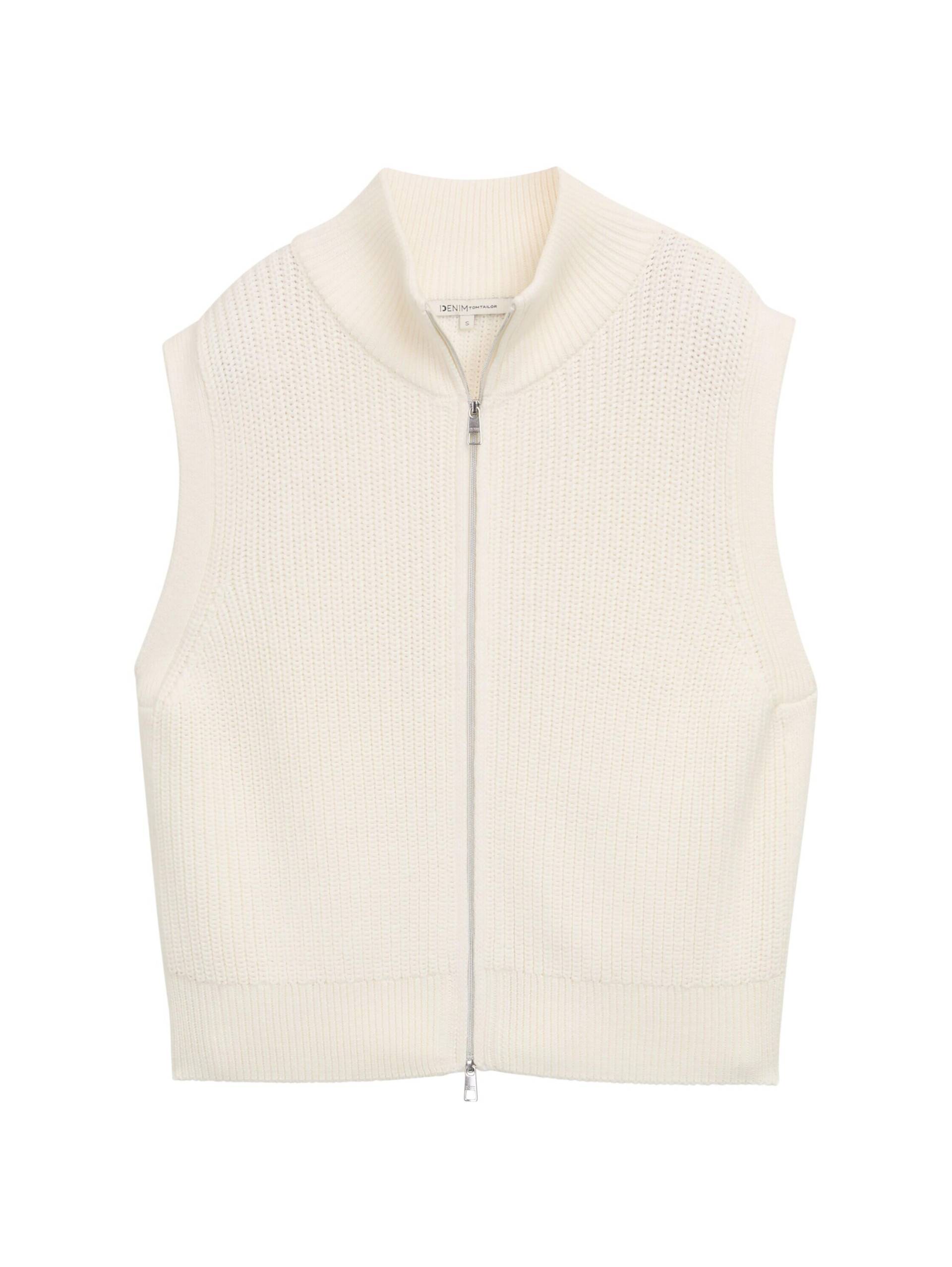 Denim Tom Tailor - Pullunder mit Reißverschluss off white - Gr. - M von Denim Tom Tailor