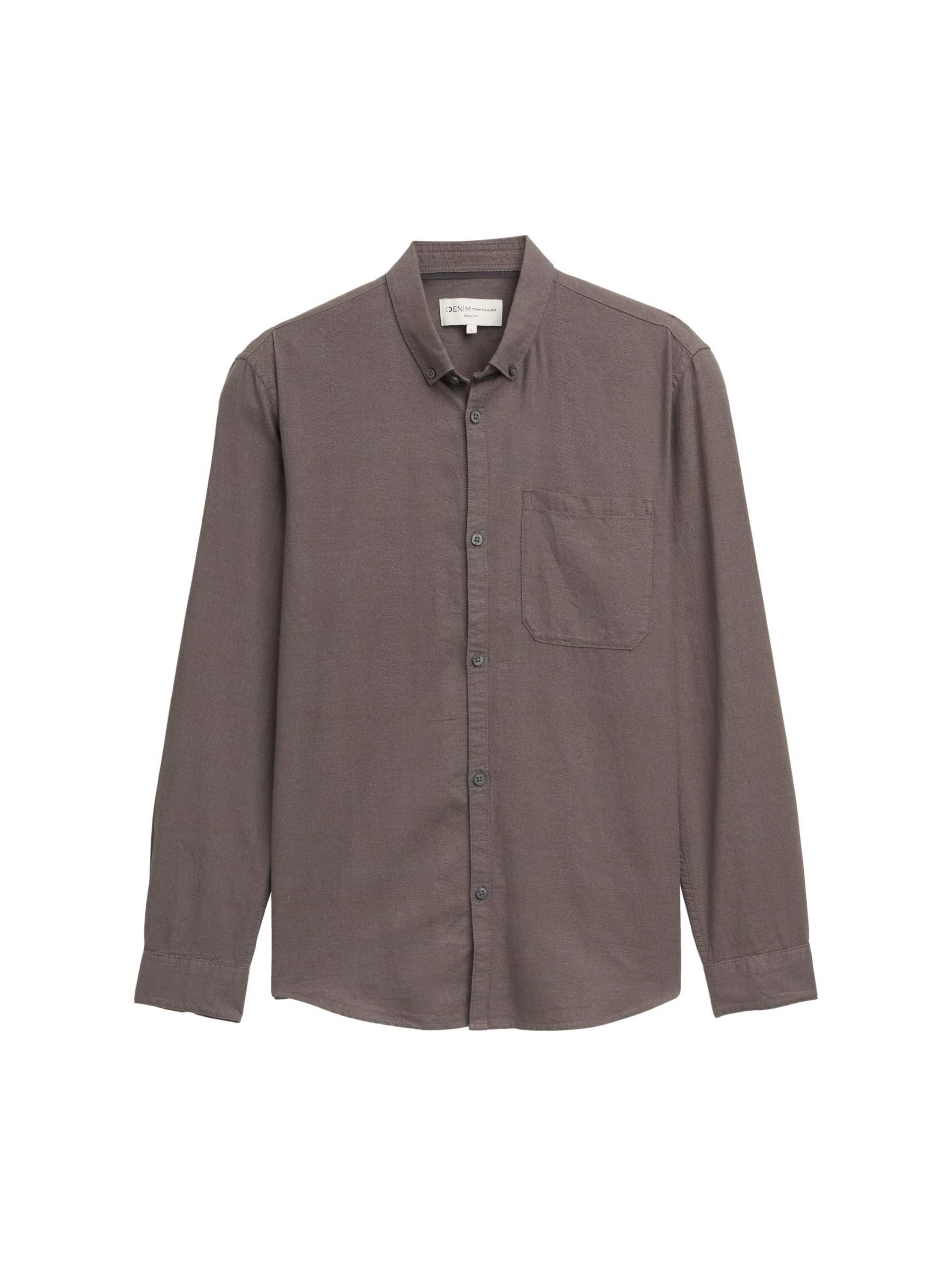 Denim Tom Tailor - Regular Fit Hemd mit Brusttasche ash grey fine structure - Gr. - XXL von Denim Tom Tailor