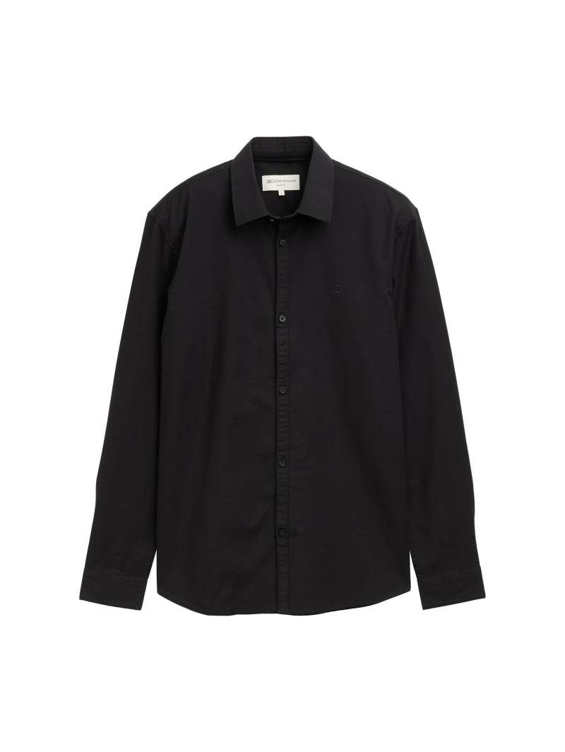 Denim Tom Tailor - Regular Fit Hemd mit Logo-Stickerei night watch black - Gr. - S von Denim Tom Tailor