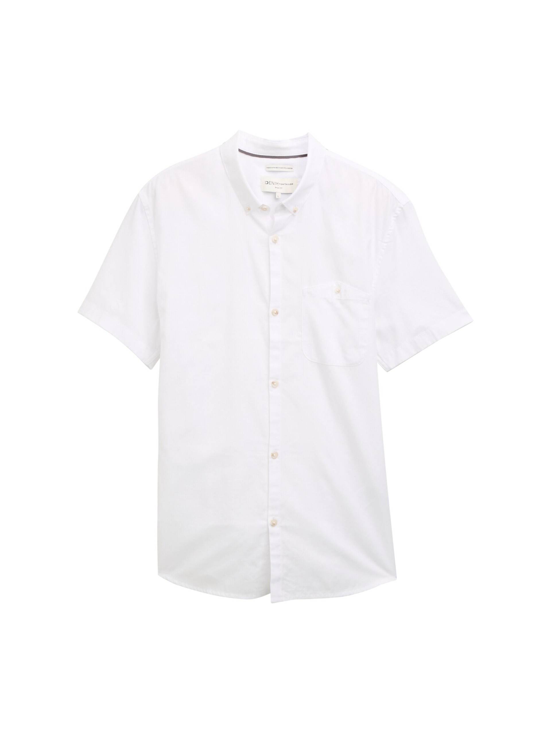 Denim Tom Tailor - Regular Fit Kurzarmhemd mit Brusttasche white - Gr. - L von Denim Tom Tailor