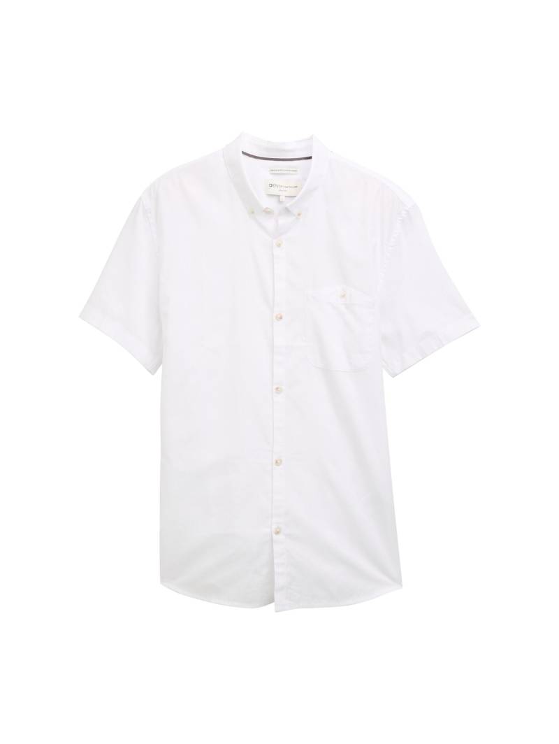 Denim Tom Tailor - Regular Fit Kurzarmhemd mit Brusttasche white - Gr. - L von Denim Tom Tailor