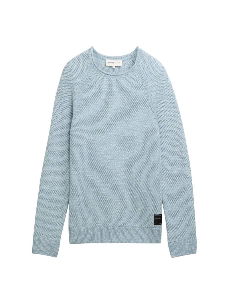 Denim Tom Tailor - Regular Fit Strickpullover mint white structure mix - Gr. - XXL von Denim Tom Tailor