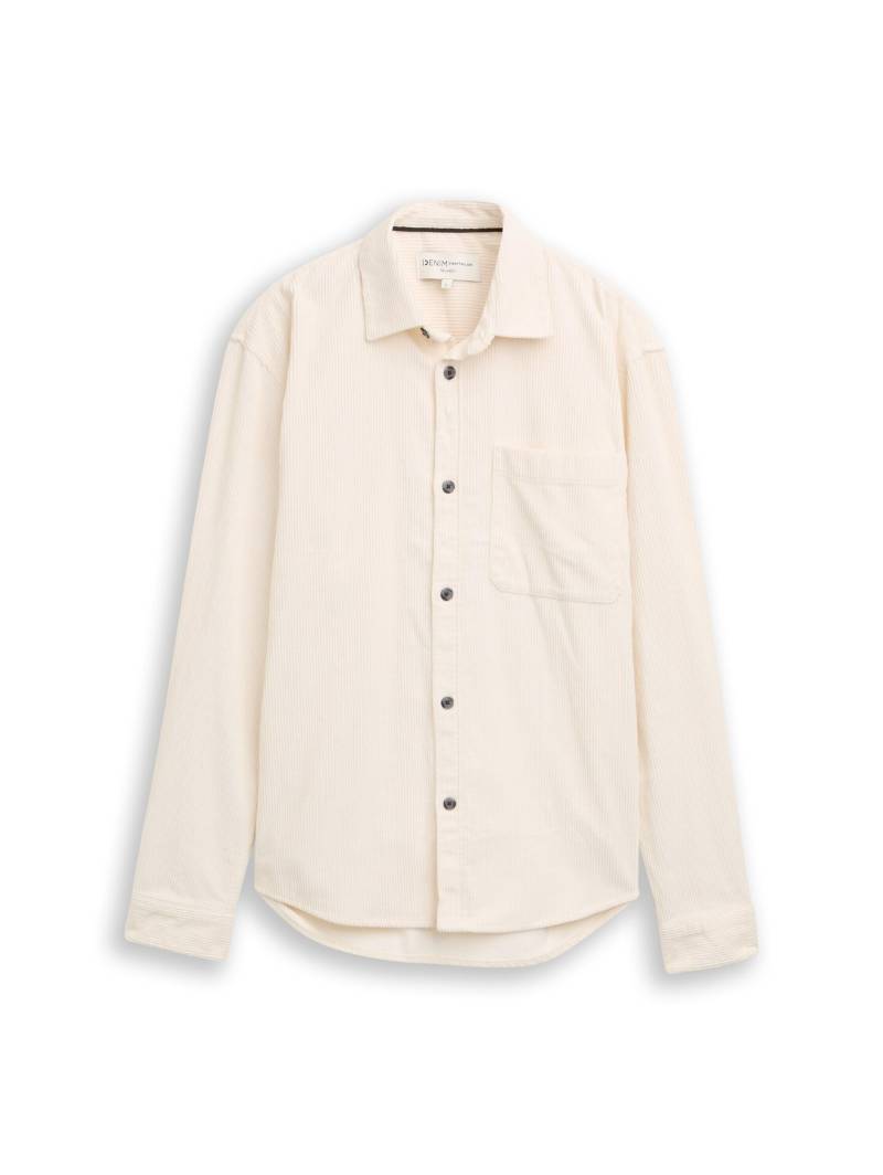 Denim Tom Tailor - Relaxed Fit Cordhemd mit Brusttasche gardenia white - Gr. - L von Denim Tom Tailor