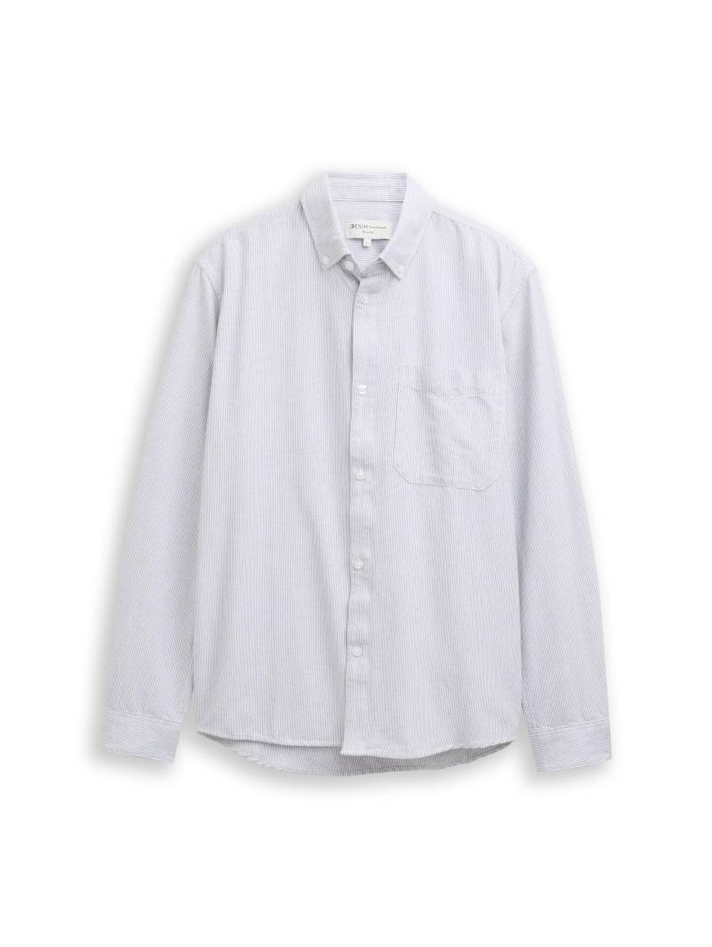 Denim Tom Tailor - Relaxed Fit Hemd aus Baumwolle white small stripe - Gr. - XL von Denim Tom Tailor
