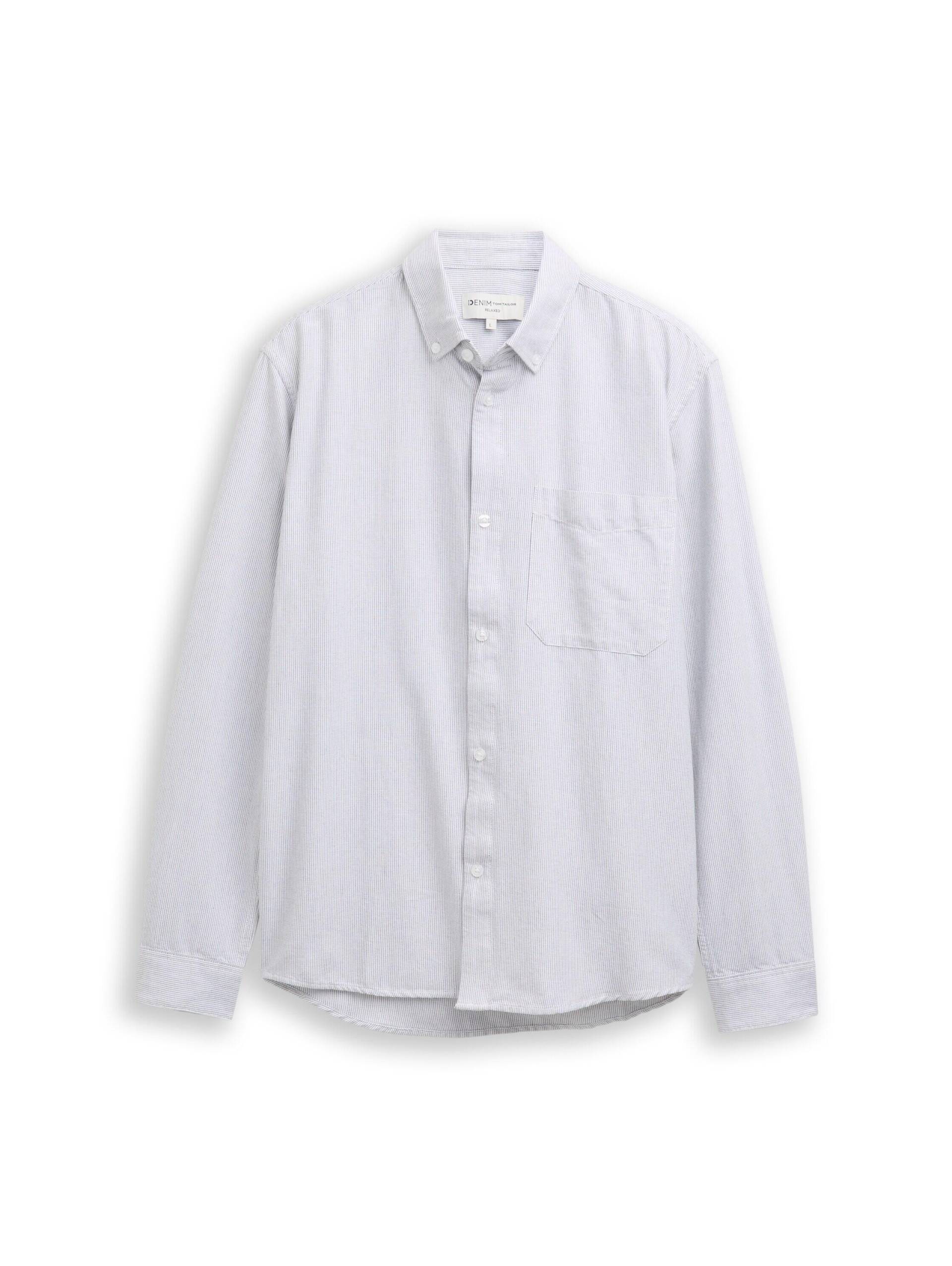 Denim Tom Tailor - Relaxed Fit Hemd aus Baumwolle white small stripe - Gr. - XXL von Denim Tom Tailor