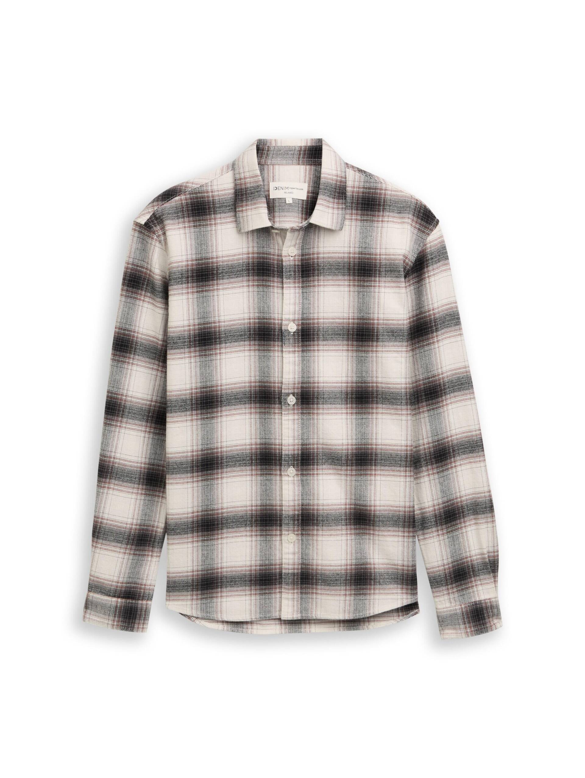 Denim Tom Tailor - Relaxed Fit Hemd mit Karomuster black white red check - Gr. - M von Denim Tom Tailor