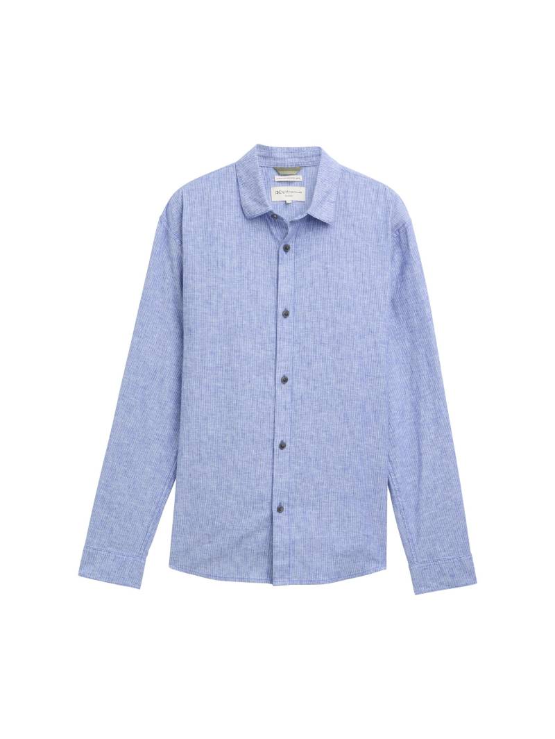 Denim Tom Tailor - Relaxed Fit Hemd mit Leinenanteil royal blue stripe - Gr. - XL von Denim Tom Tailor