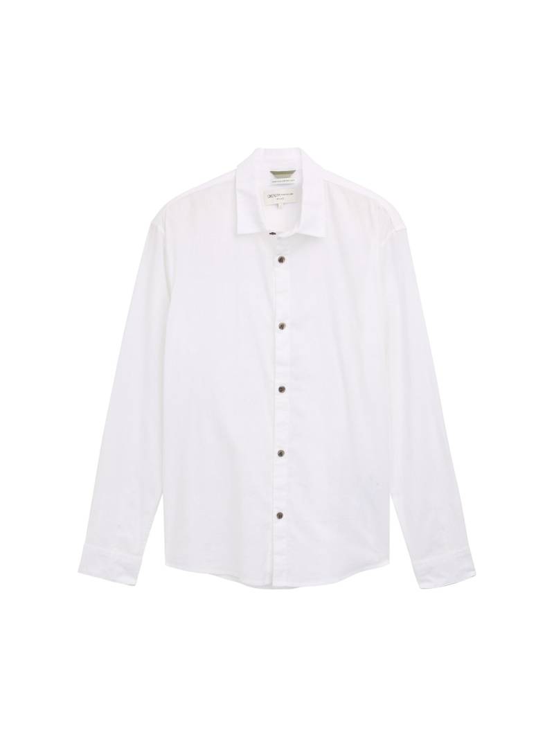 Denim Tom Tailor - Relaxed Fit Hemd mit Leinenanteil white - Gr. - M von Denim Tom Tailor