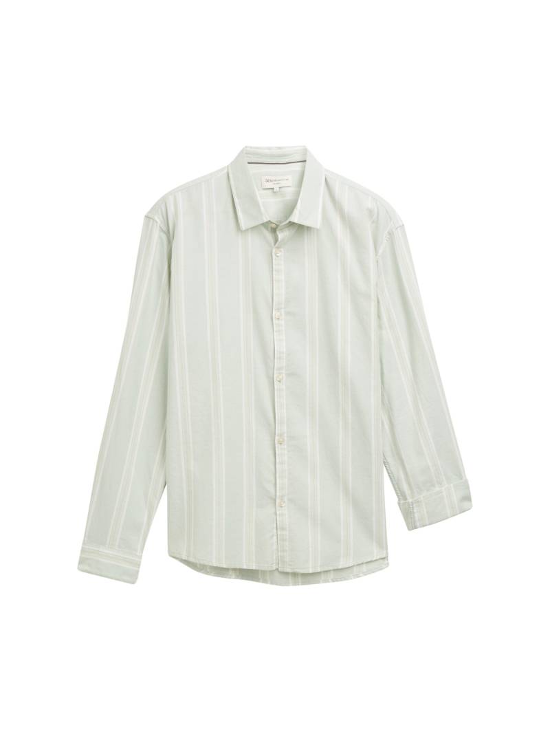 Denim Tom Tailor - Relaxed Fit Hemd mit Turn-up-Funktion mint green big stripe - Gr. - M von Denim Tom Tailor