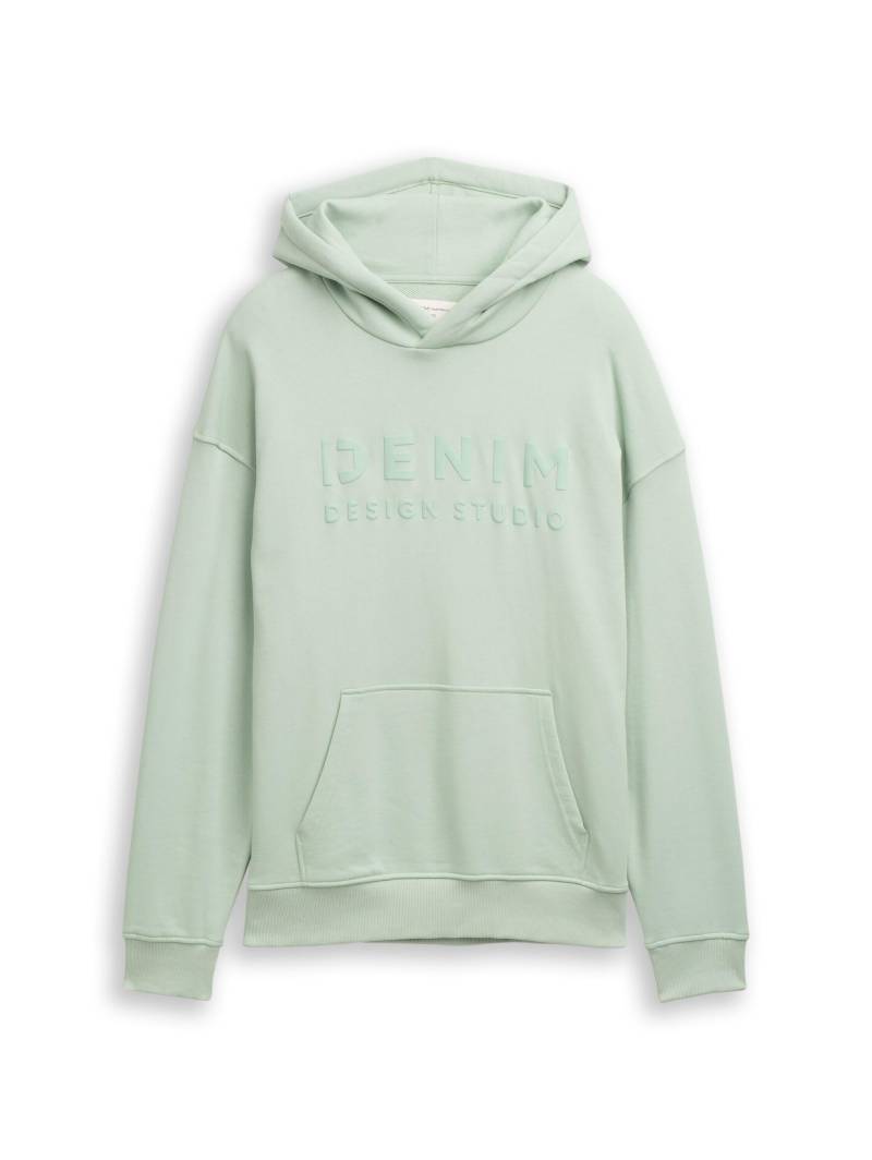 Denim Tom Tailor - Relaxed Fit Hoodie Sweatshirt mit Print fresh mint green - Gr. - M von Denim Tom Tailor
