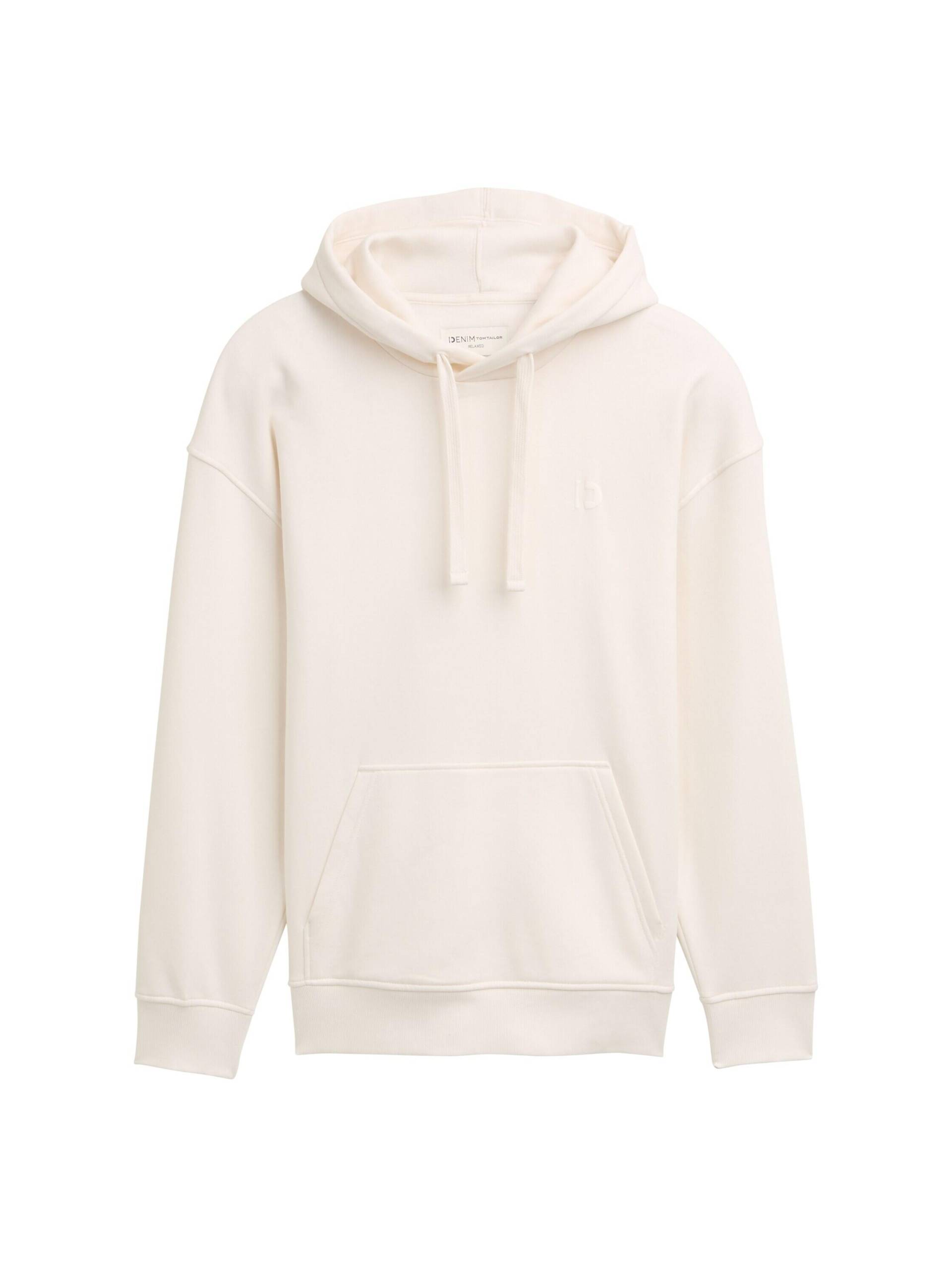 Denim Tom Tailor - Relaxed Fit Hoodie Sweatshirt mit Rückenprint gardenia white - Gr. - L von Denim Tom Tailor