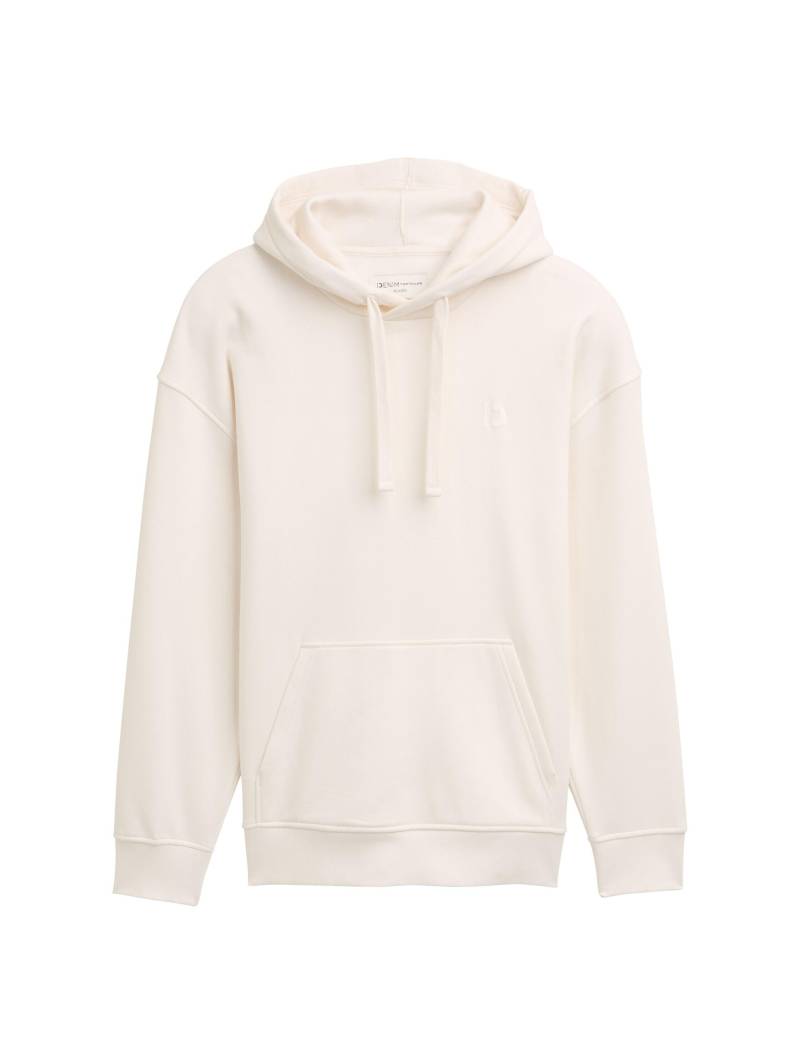 Denim Tom Tailor - Relaxed Fit Hoodie Sweatshirt mit Rückenprint gardenia white - Gr. - XL von Denim Tom Tailor