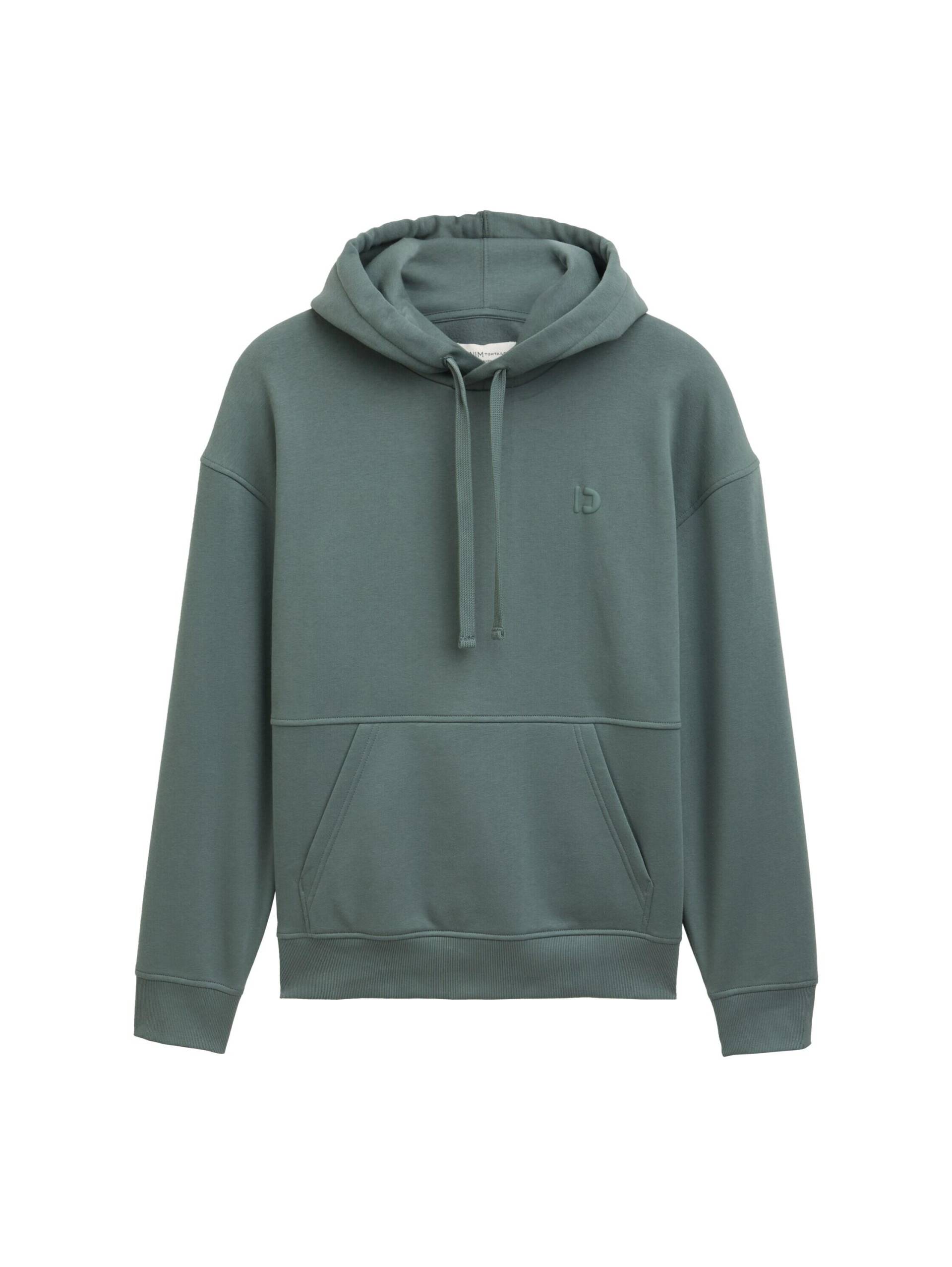 Denim Tom Tailor - Relaxed Fit Hoodie Sweatshirt mit Rückenprint washed jasper green - Gr. - S von Denim Tom Tailor