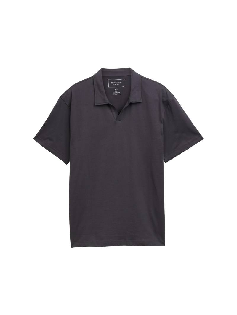 Denim Tom Tailor - Relaxed Fit Jersey Poloshirt aus Baumwolle coal grey - Gr. - S von Denim Tom Tailor