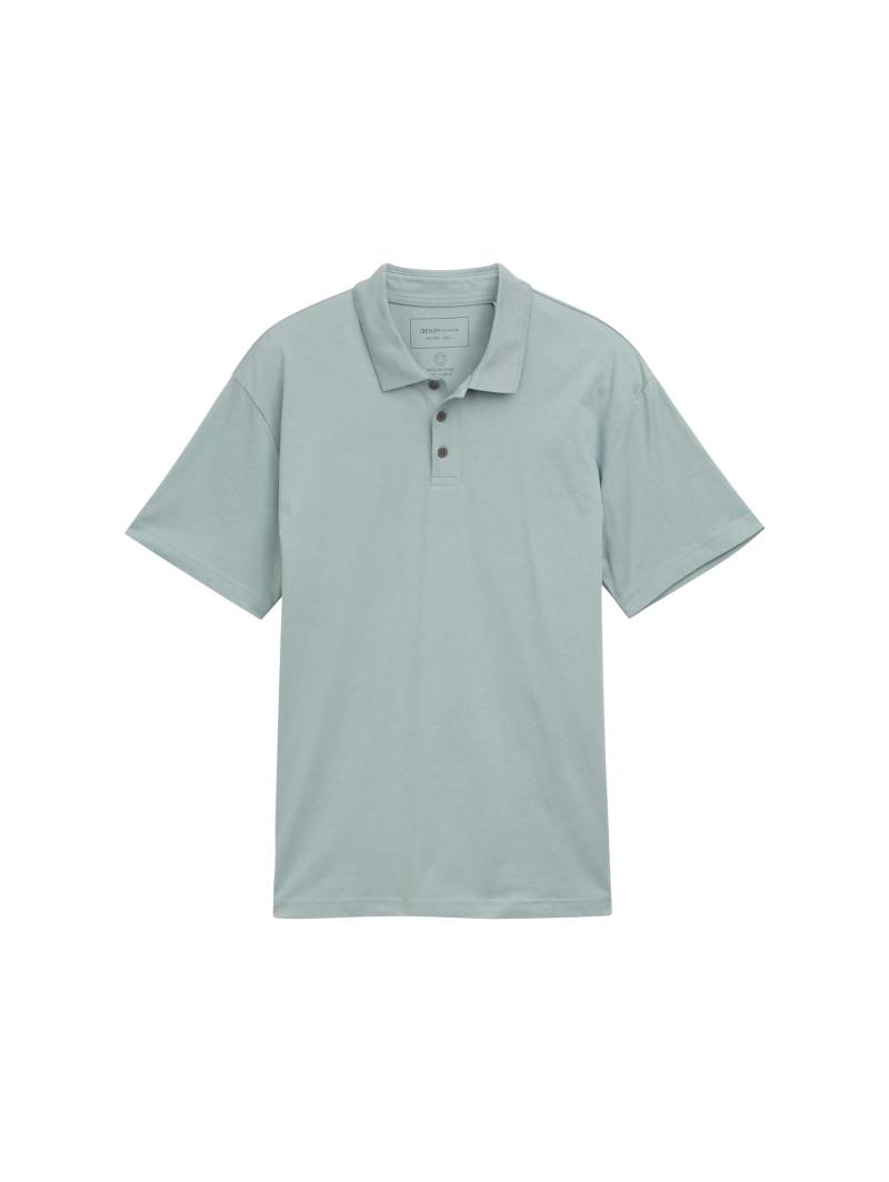 Denim Tom Tailor - Relaxed Fit Jersey Poloshirt aus Baumwolle light ice blue - Gr. - S von Denim Tom Tailor