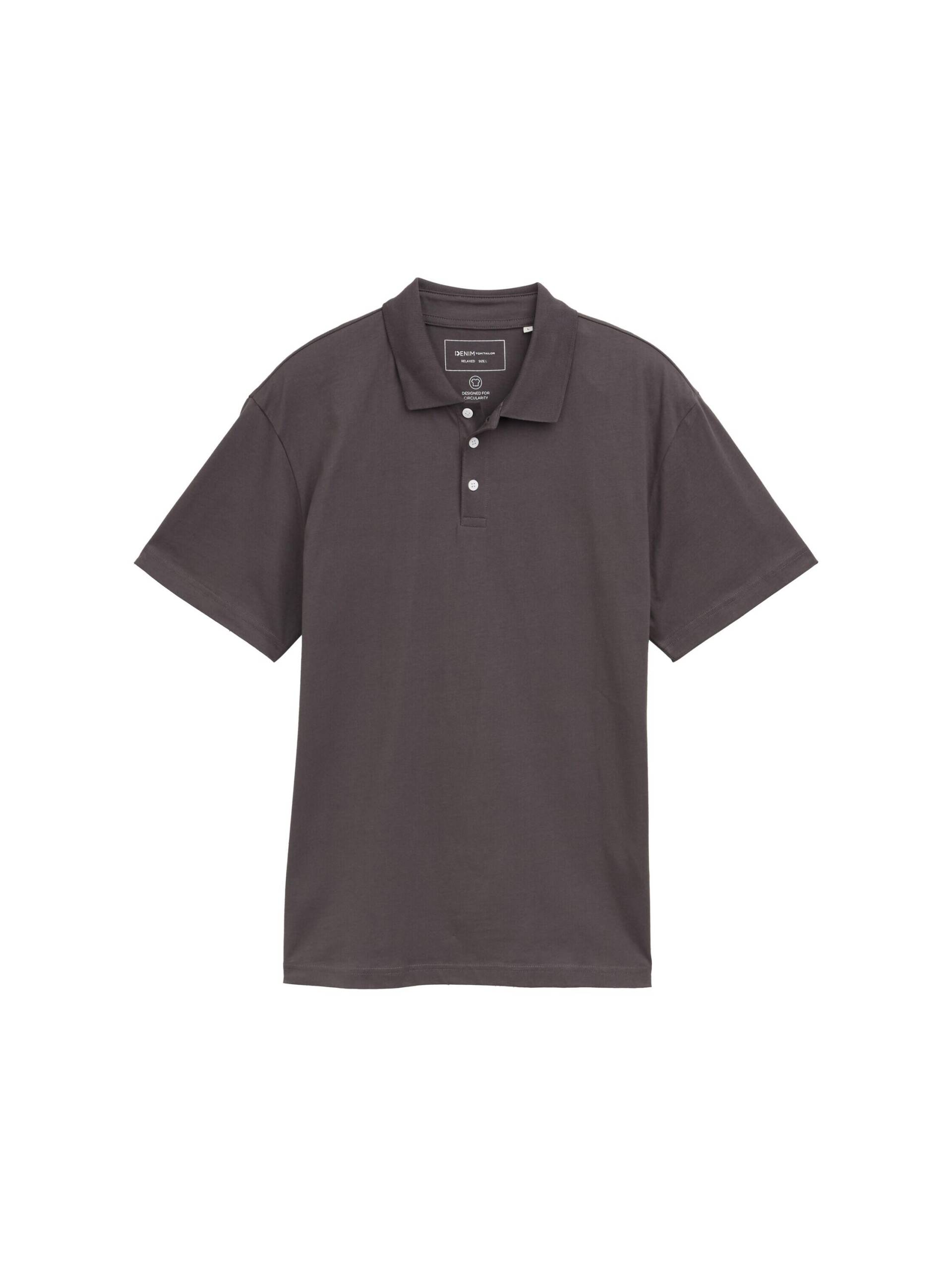 Denim Tom Tailor - Relaxed Fit Jersey Poloshirt aus Baumwolle pavement grey - Gr. - S von Denim Tom Tailor