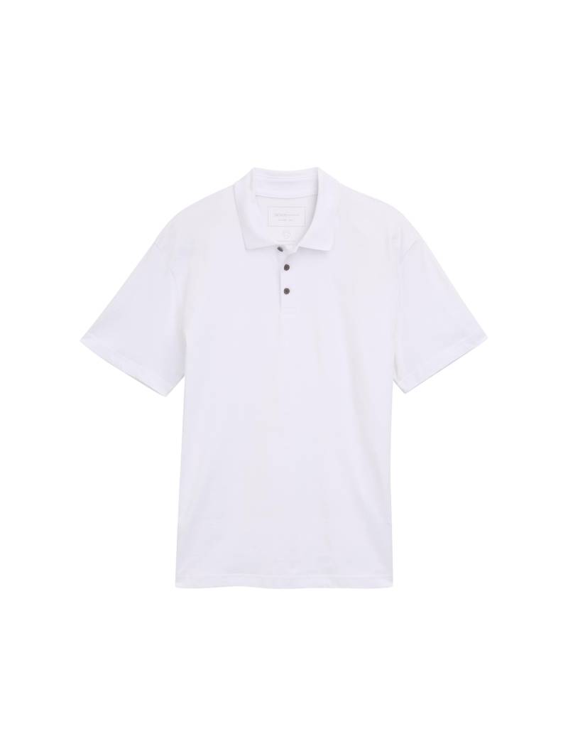 Denim Tom Tailor - Relaxed Fit Jersey Poloshirt aus Baumwolle white - Gr. - XL von Denim Tom Tailor