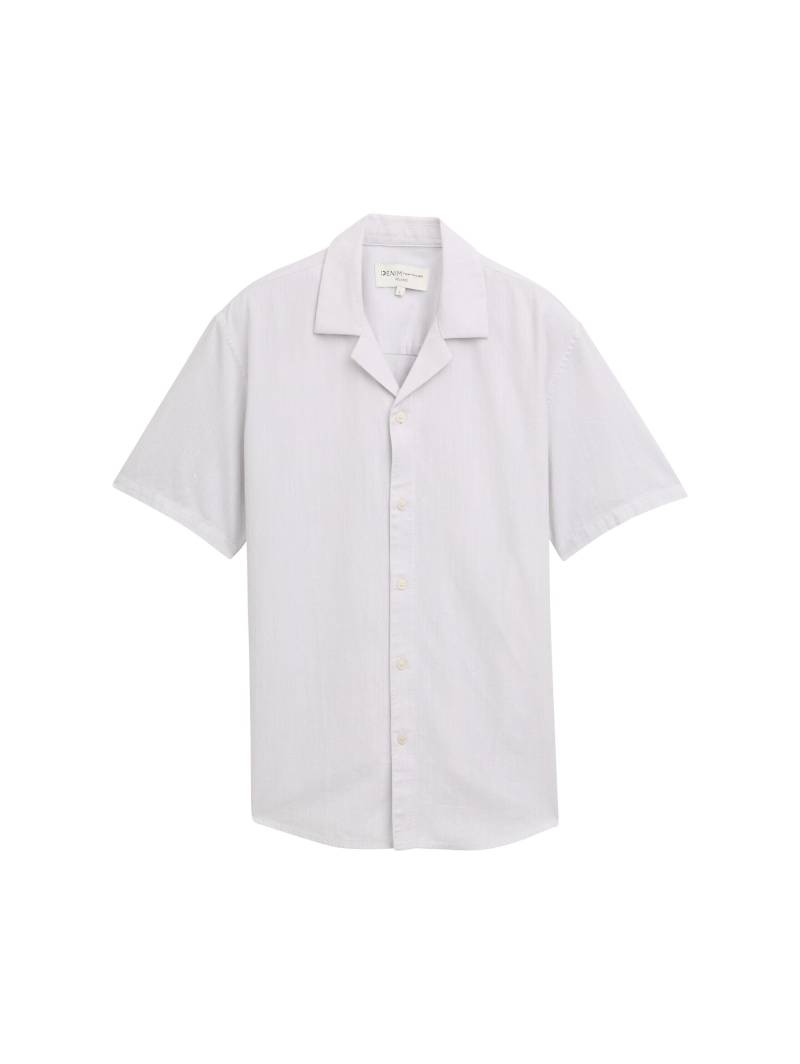 Denim Tom Tailor - Relaxed Fit Kurzarmhemd aus Baumwolle chalk grey white structure - Gr. - S von Denim Tom Tailor