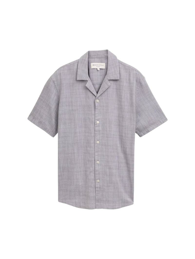 Denim Tom Tailor - Relaxed Fit Kurzarmhemd aus Baumwolle pavement grey white structure - Gr. - XL von Denim Tom Tailor