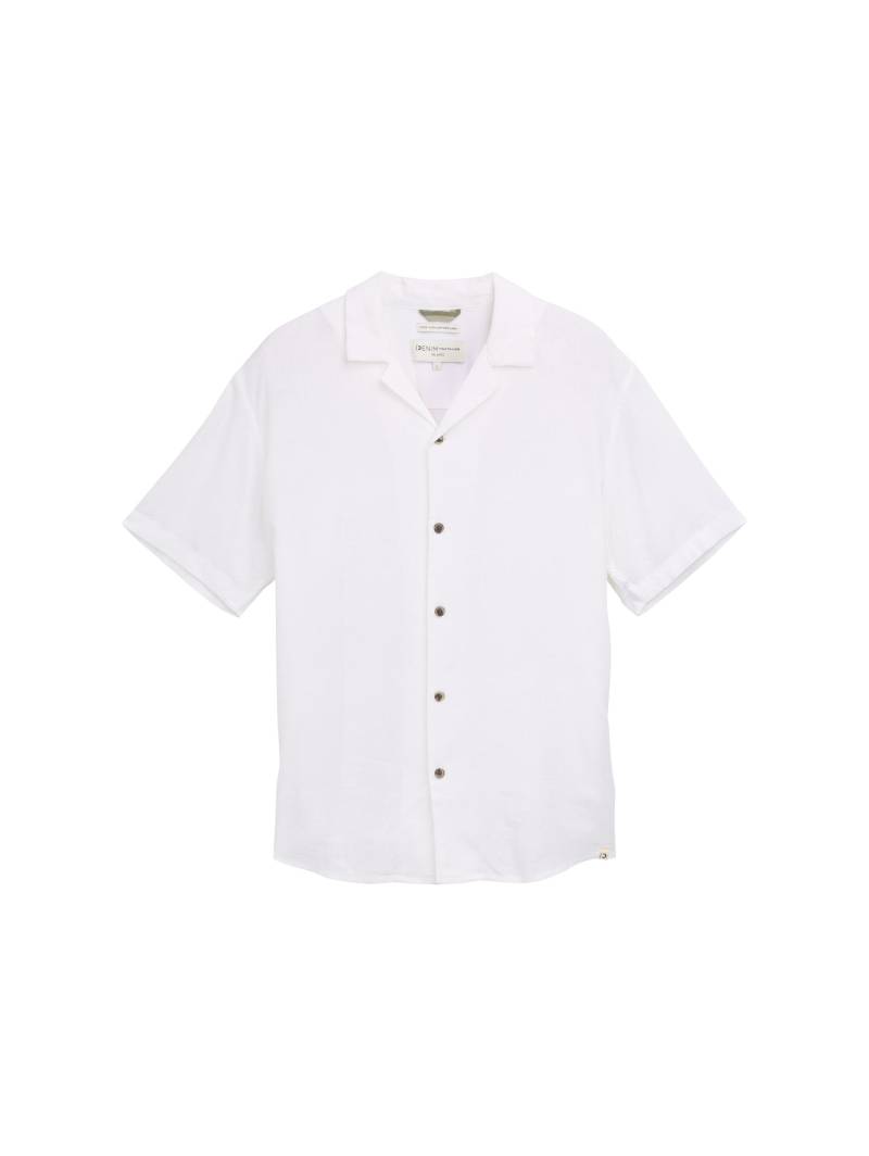 Denim Tom Tailor - Relaxed Fit Kurzarmhemd mit Leinenanteil white - Gr. - XXL von Denim Tom Tailor